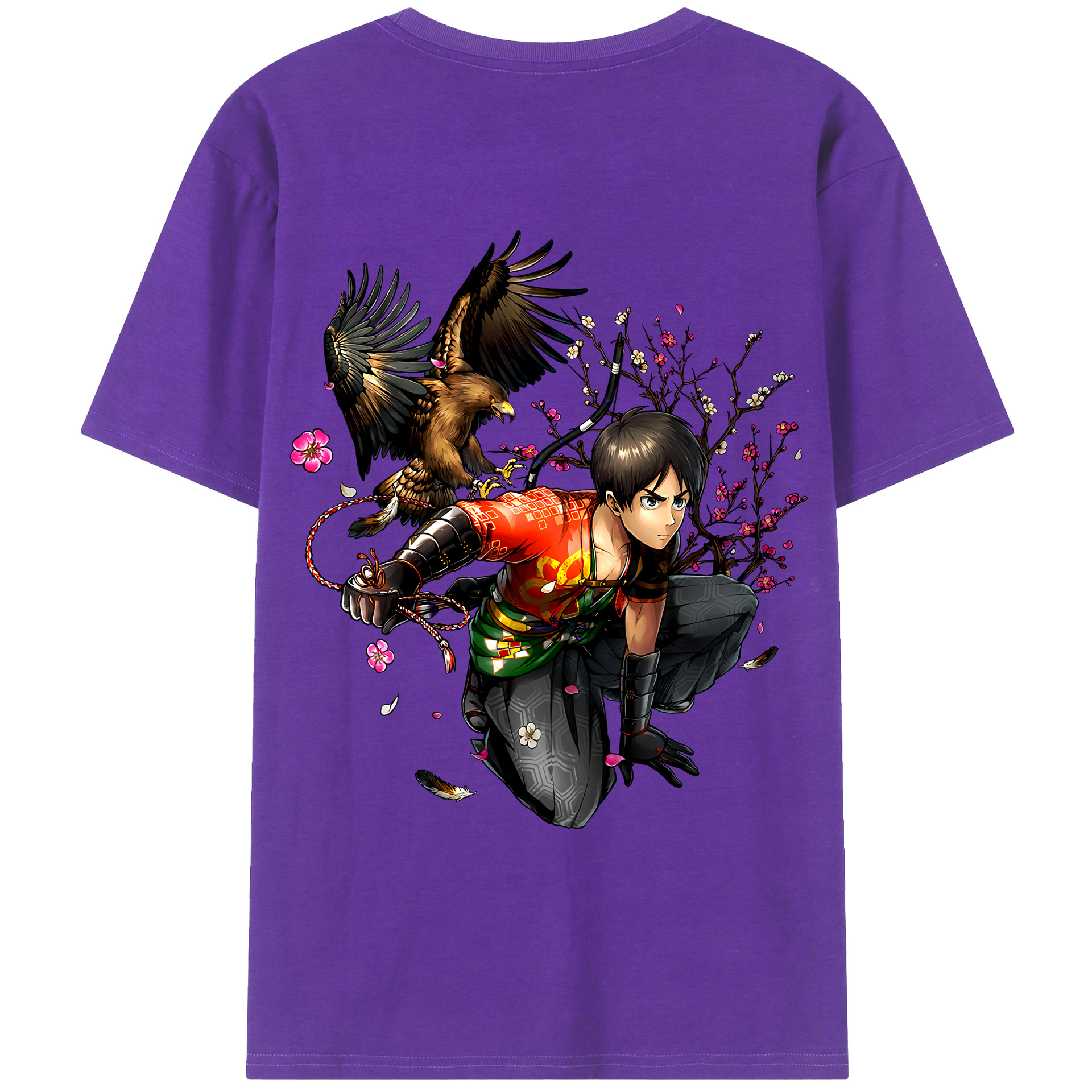 （画像用） 進撃の巨人 エレン･イェーガー Attack on Titan Eren Jäger 綿100％ メンズ半袖Tシャツ（バックプリント） 通気性