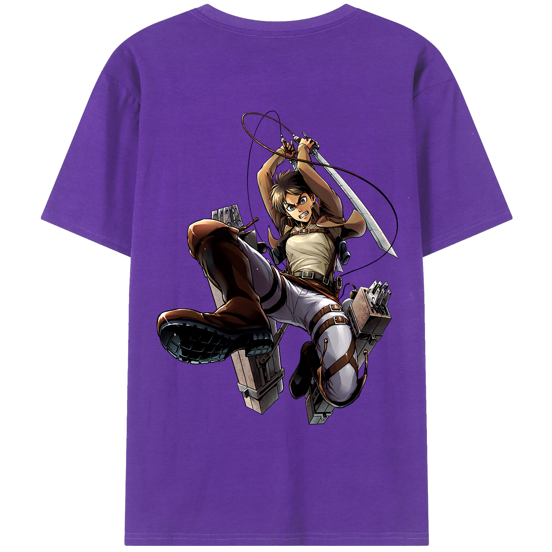 （画像用） 進撃の巨人 エレン･イェーガー Attack on Titan Eren Jäger 綿100％ メンズ半袖Tシャツ（バックプリント） 通気性