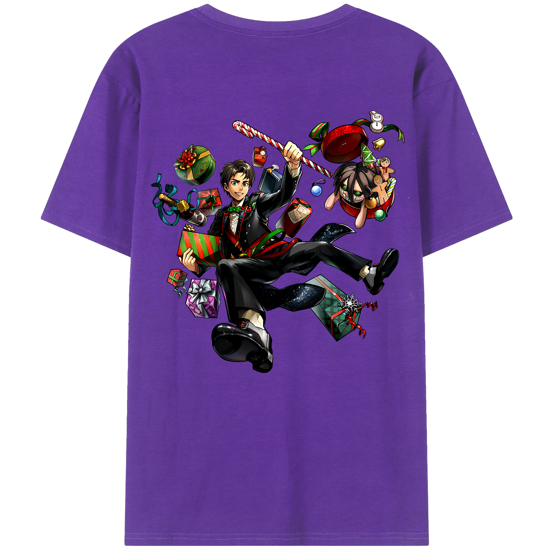 （画像用） 進撃の巨人 エレン･イェーガー Attack on Titan Eren Jäger 綿100％ メンズ半袖Tシャツ（バックプリント） 通気性