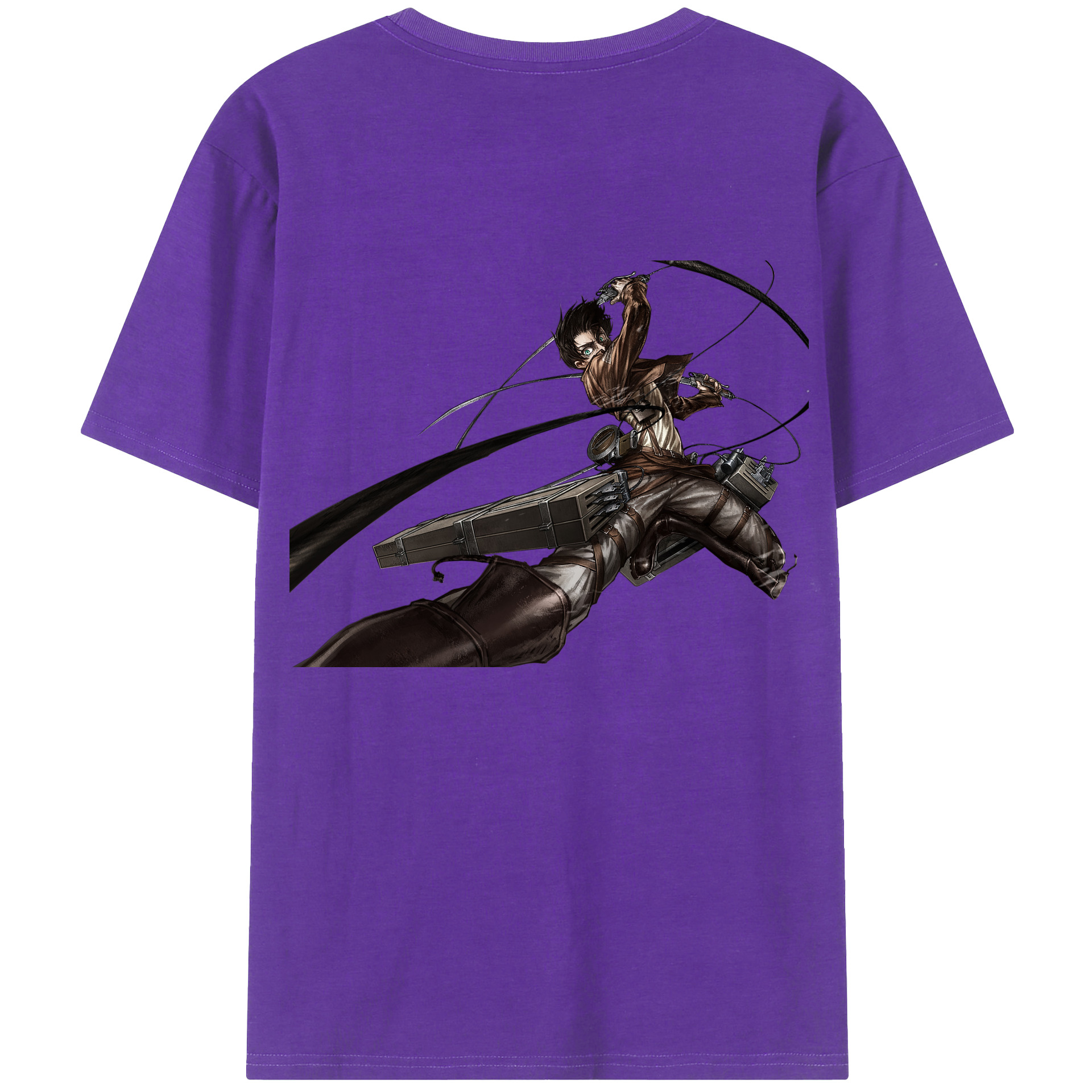 （画像用） 進撃の巨人 エレン･イェーガー Attack on Titan Eren Jäger 綿100％ メンズ半袖Tシャツ（バックプリント） 通気性