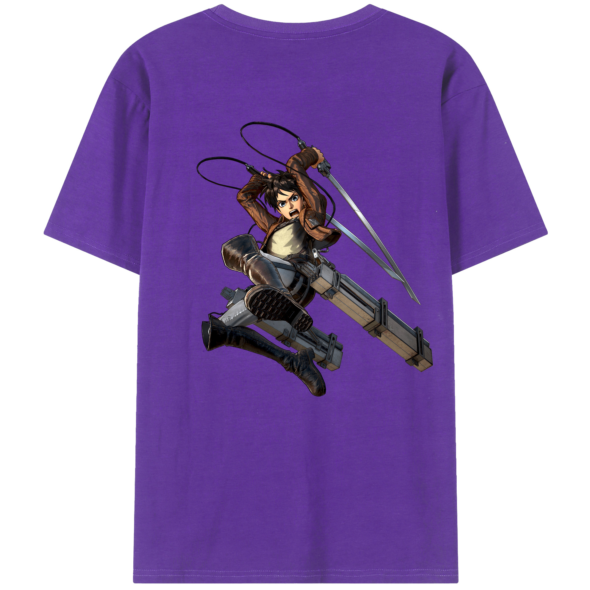 （画像用） 進撃の巨人 エレン･イェーガー Attack on Titan Eren Jäger 綿100％ メンズ半袖Tシャツ（バックプリント） 通気性
