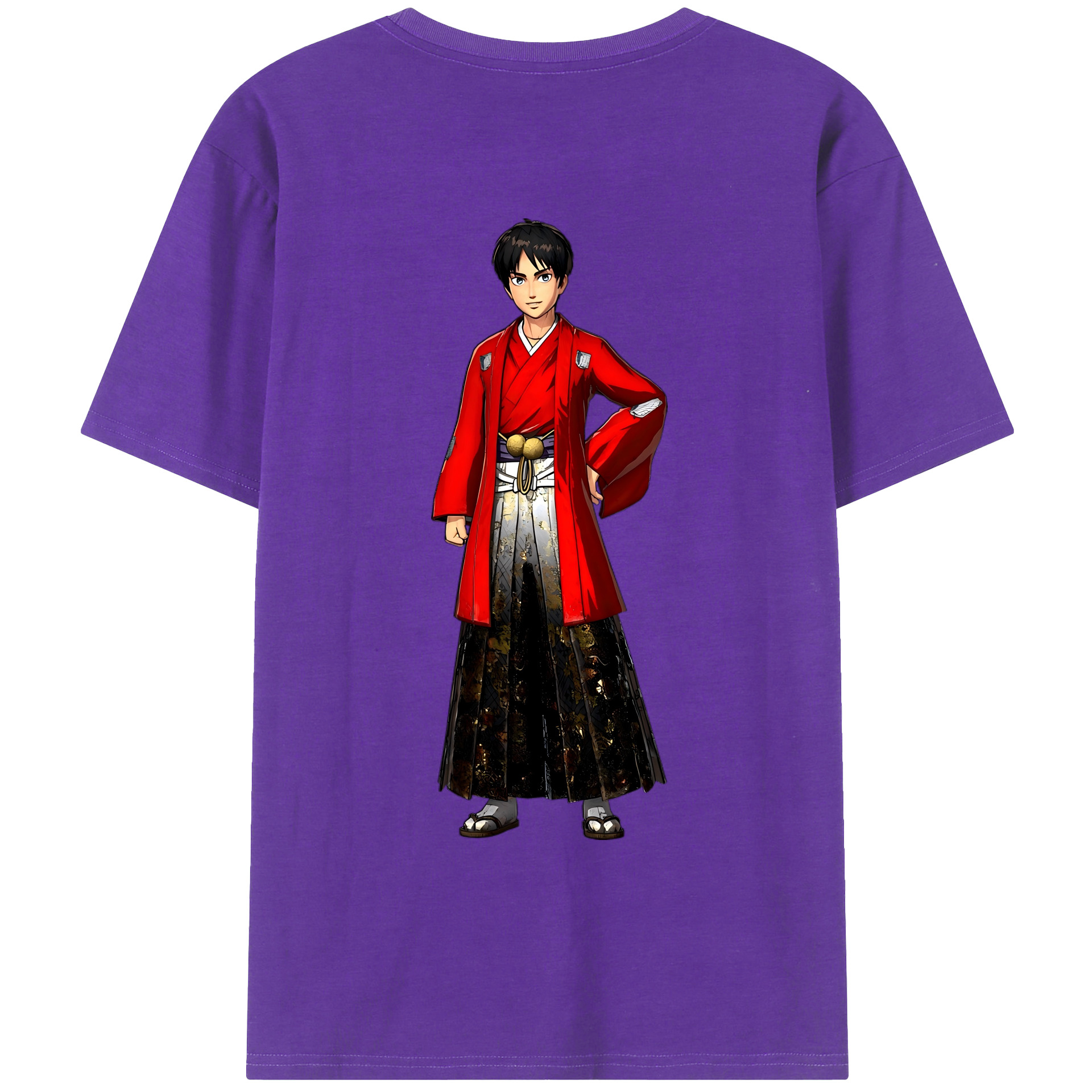 （画像用） 進撃の巨人 エレン･イェーガー Attack on Titan Eren Jäger 綿100％ メンズ半袖Tシャツ（バックプリント） 通気性