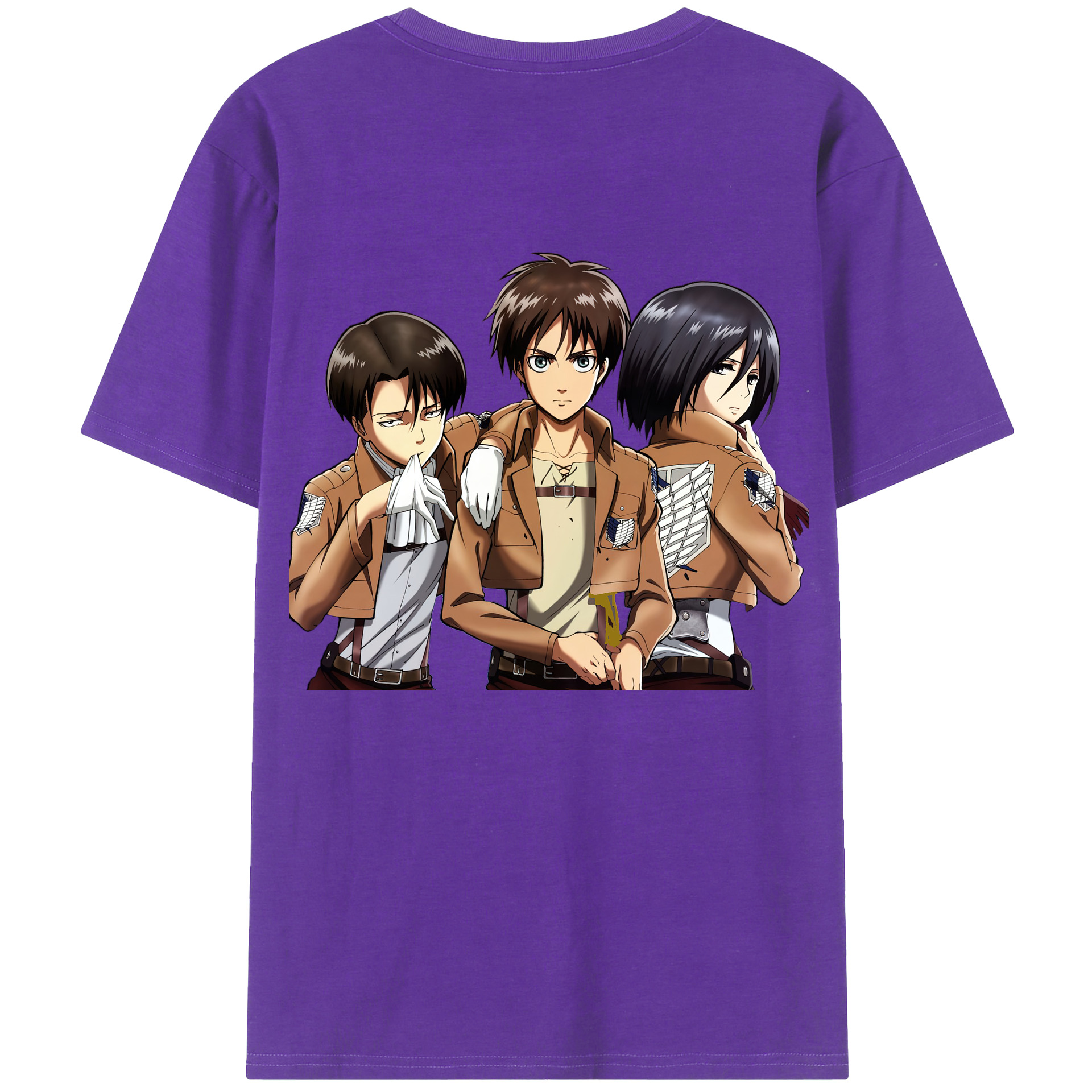 （画像用） 進撃の巨人 エレン･イェーガー Attack on Titan Eren Jäger 綿100％ メンズ半袖Tシャツ（バックプリント） 通気性