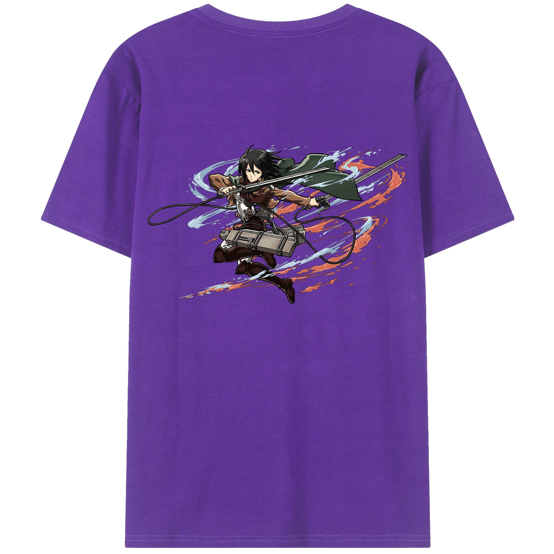 （画像用） 進撃の巨人 ミカサ·アッカーマン Attack on Titan Mikasa Ackerman 綿100％ メンズ半袖Tシャツ（バックプリント） 通気性