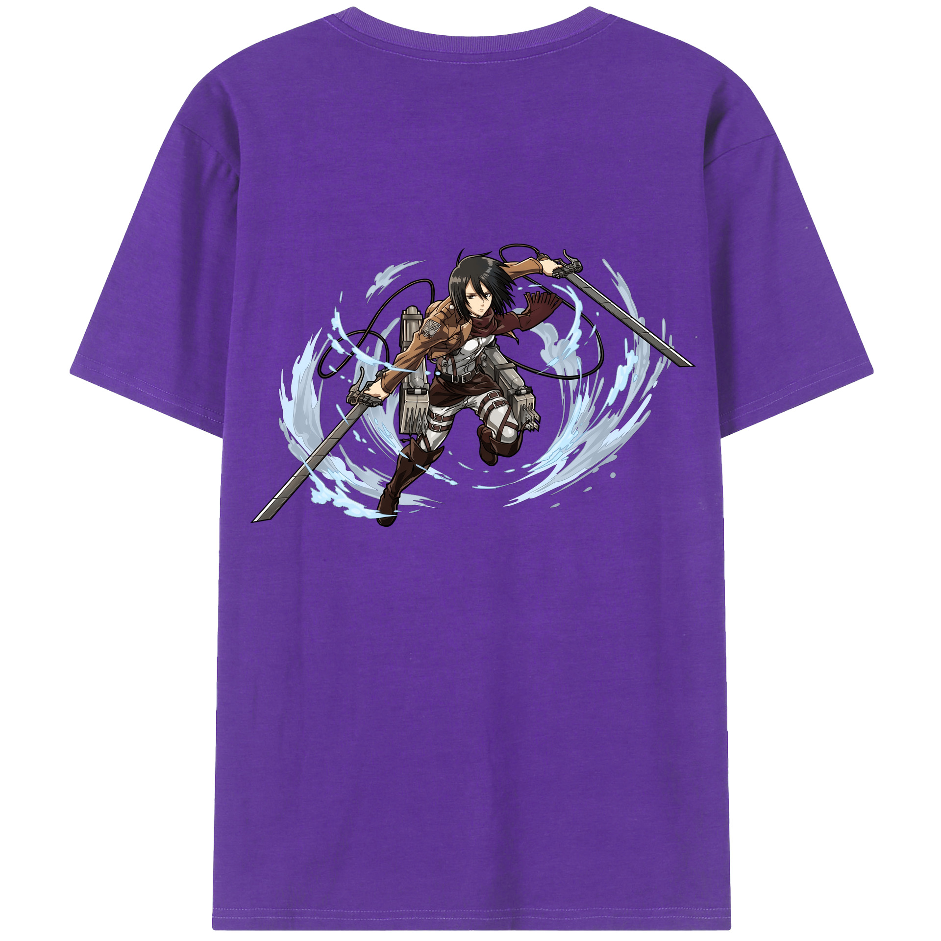 （画像用） 進撃の巨人 ミカサ·アッカーマン Attack on Titan Mikasa Ackerman 綿100％ メンズ半袖Tシャツ（バックプリント） 通気性