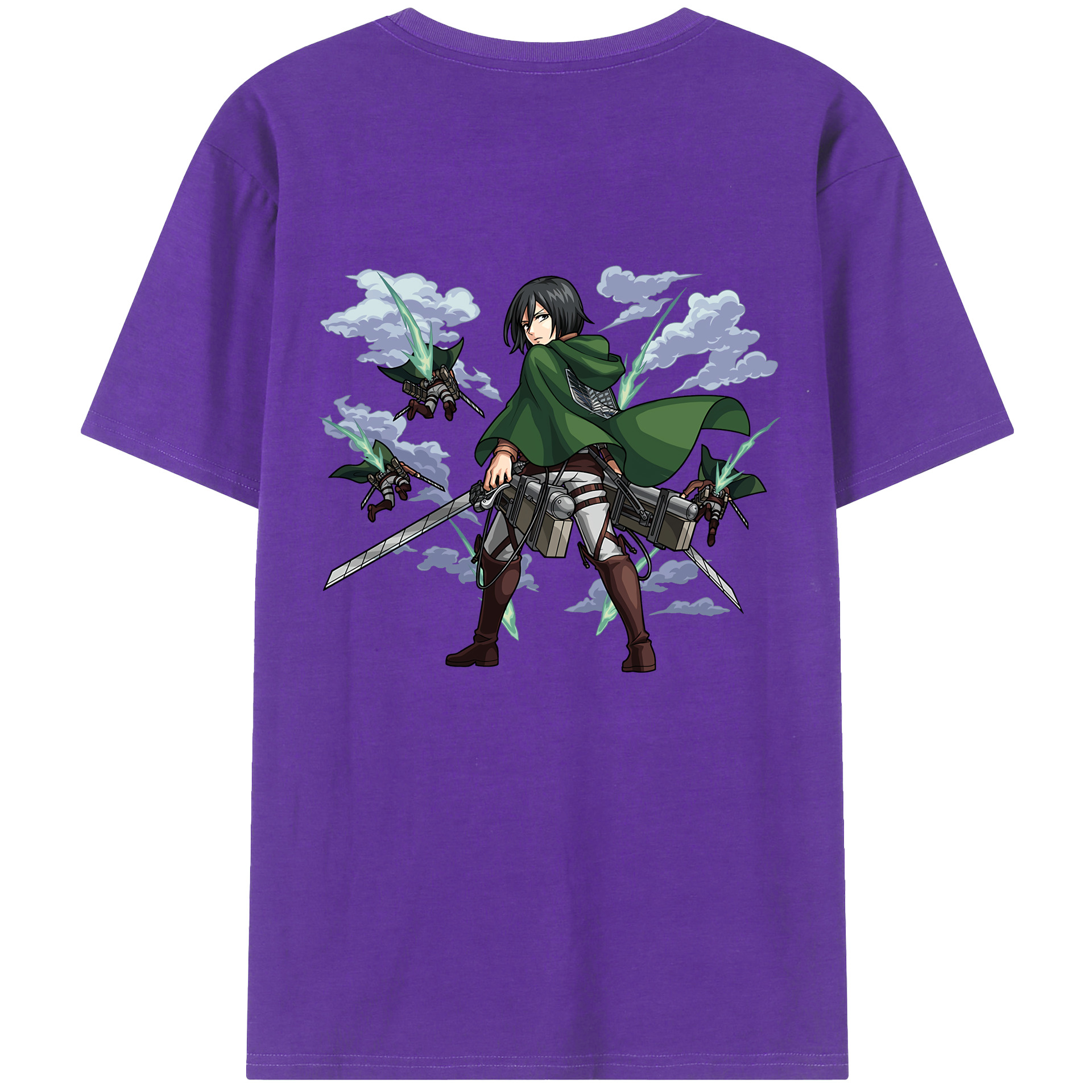 （画像用） 進撃の巨人 ミカサ·アッカーマン Attack on Titan Mikasa Ackerman 綿100％ メンズ半袖Tシャツ（バックプリント） 通気性