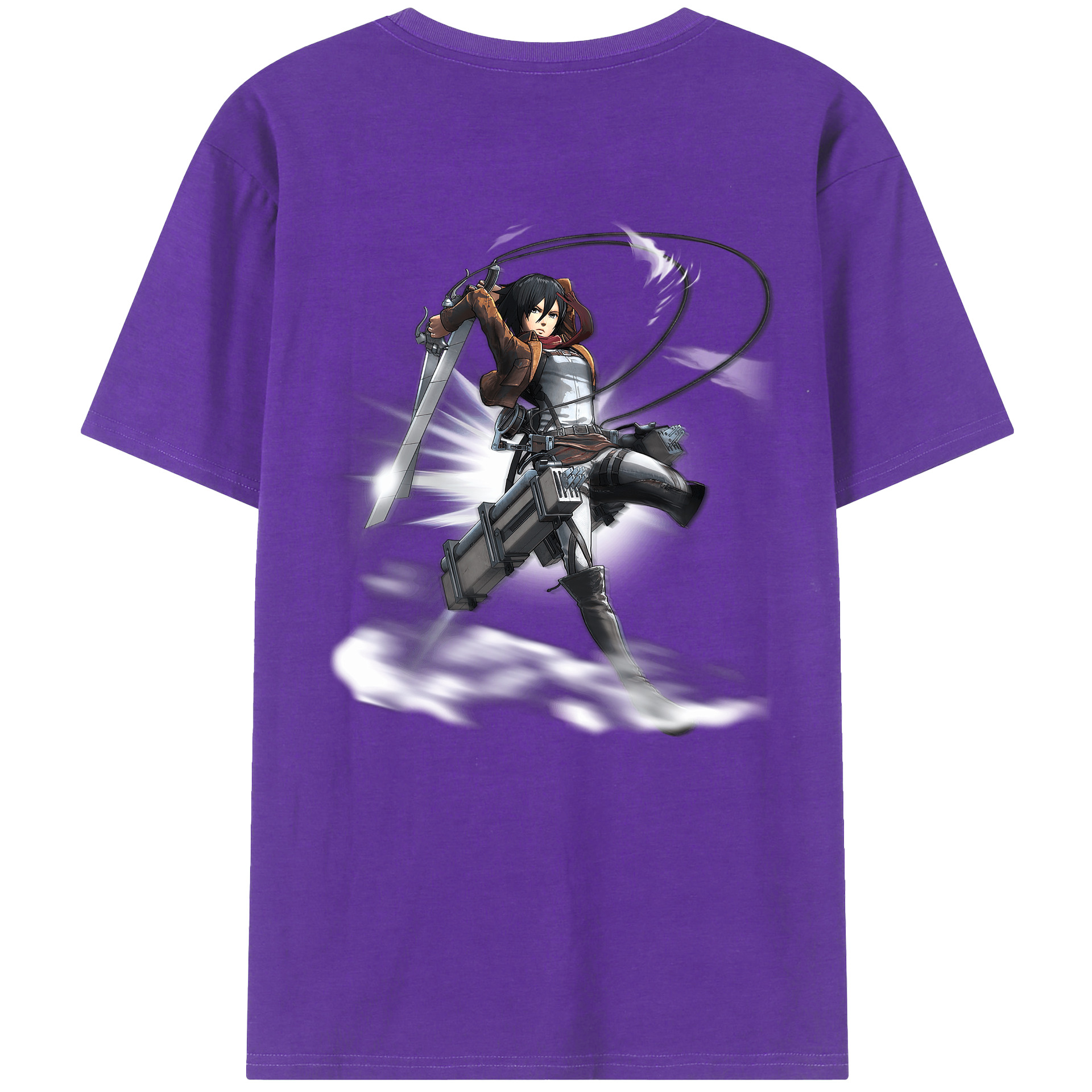 （画像用） 進撃の巨人 ミカサ·アッカーマン Attack on Titan Mikasa Ackerman 綿100％ メンズ半袖Tシャツ（バックプリント） 通気性