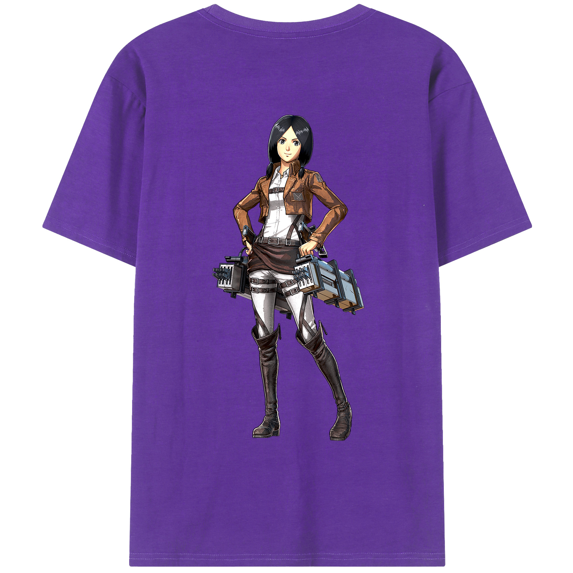 （画像用） 進撃の巨人 ミカサ·アッカーマン Attack on Titan Mikasa Ackerman 綿100％ メンズ半袖Tシャツ（バックプリント） 通気性