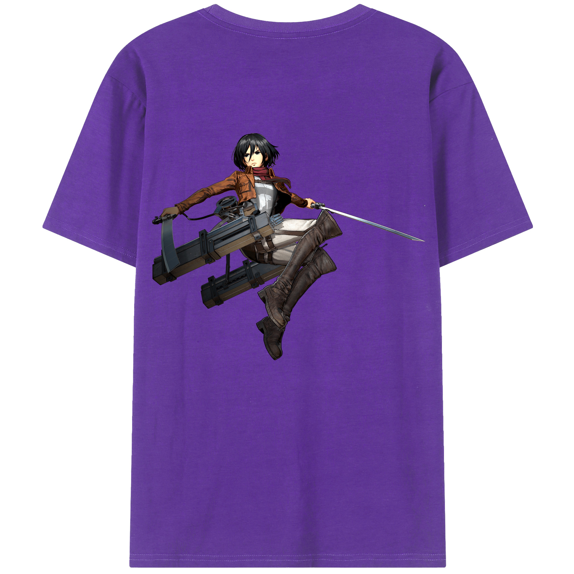 （画像用） 進撃の巨人 ミカサ·アッカーマン Attack on Titan Mikasa Ackerman 綿100％ メンズ半袖Tシャツ（バックプリント） 通気性