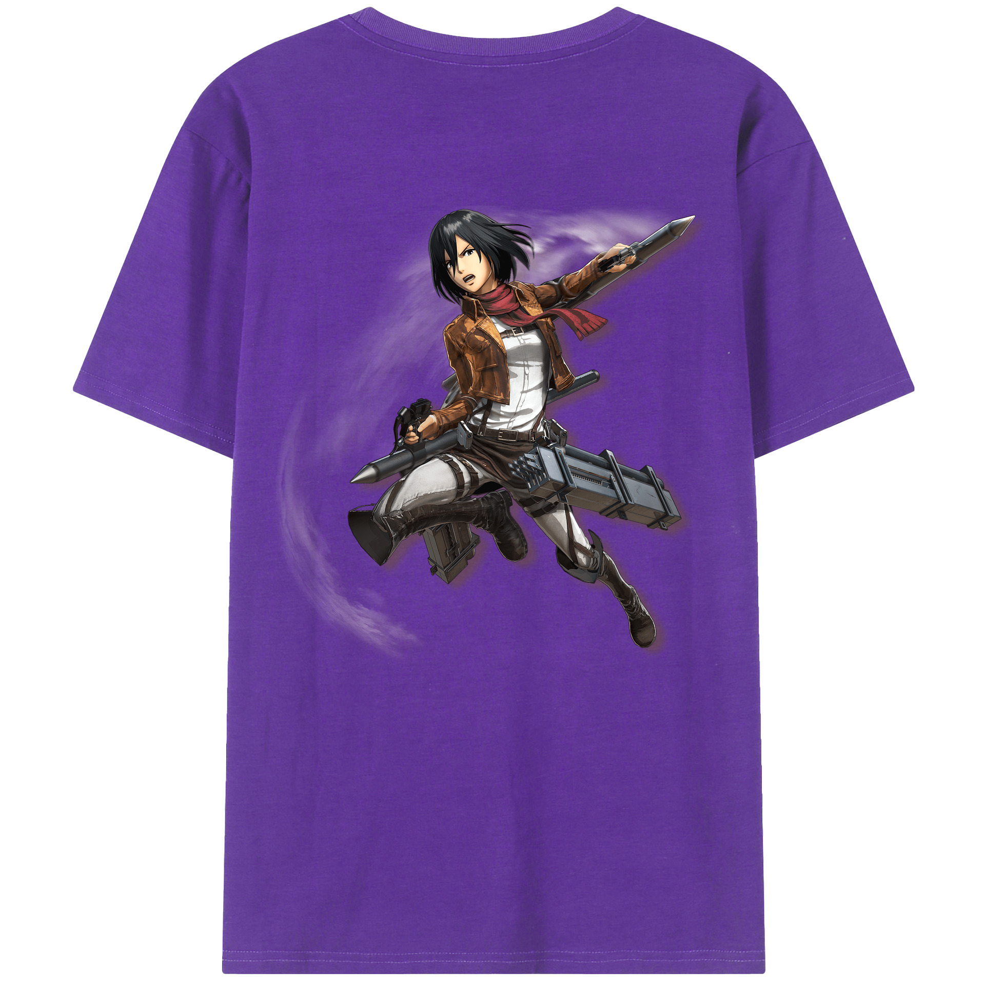 （画像用） 進撃の巨人 ミカサ·アッカーマン Attack on Titan Mikasa Ackerman 綿100％ メンズ半袖Tシャツ（バックプリント） 通気性