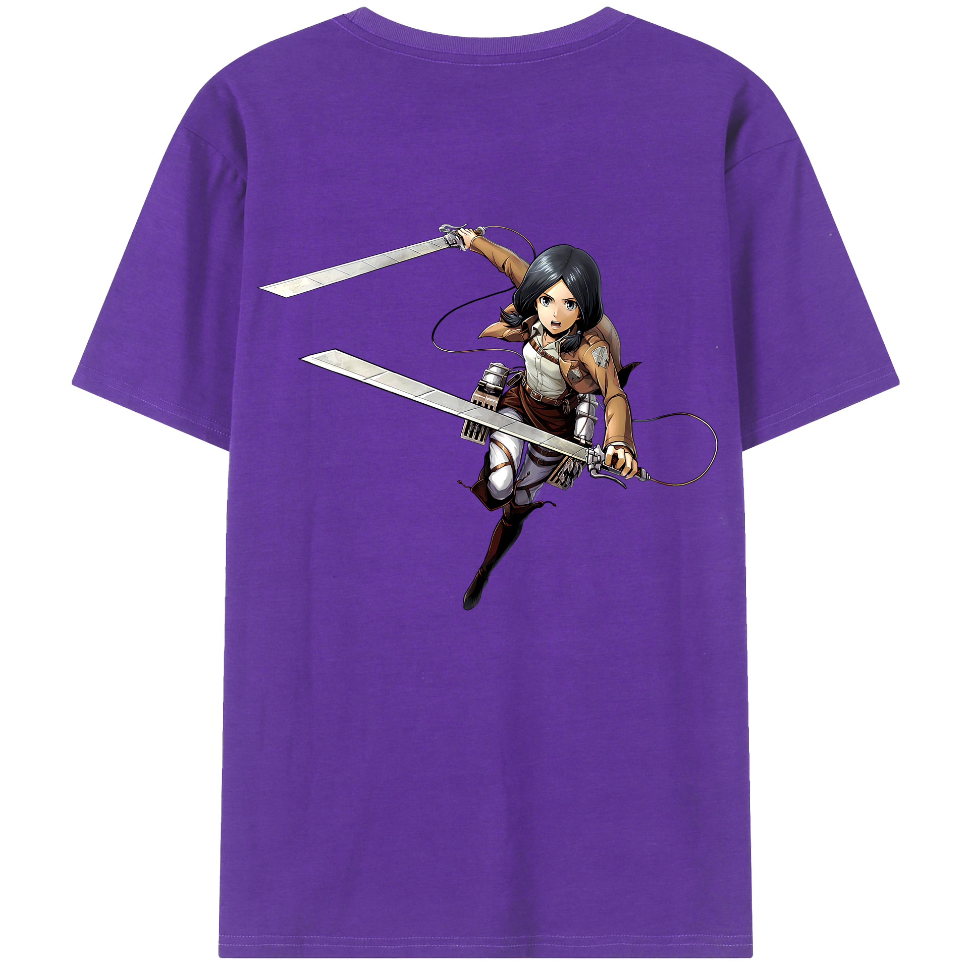 （画像用） 進撃の巨人 ミカサ·アッカーマン Attack on Titan Mikasa Ackerman 綿100％ メンズ半袖Tシャツ（バックプリント） 通気性