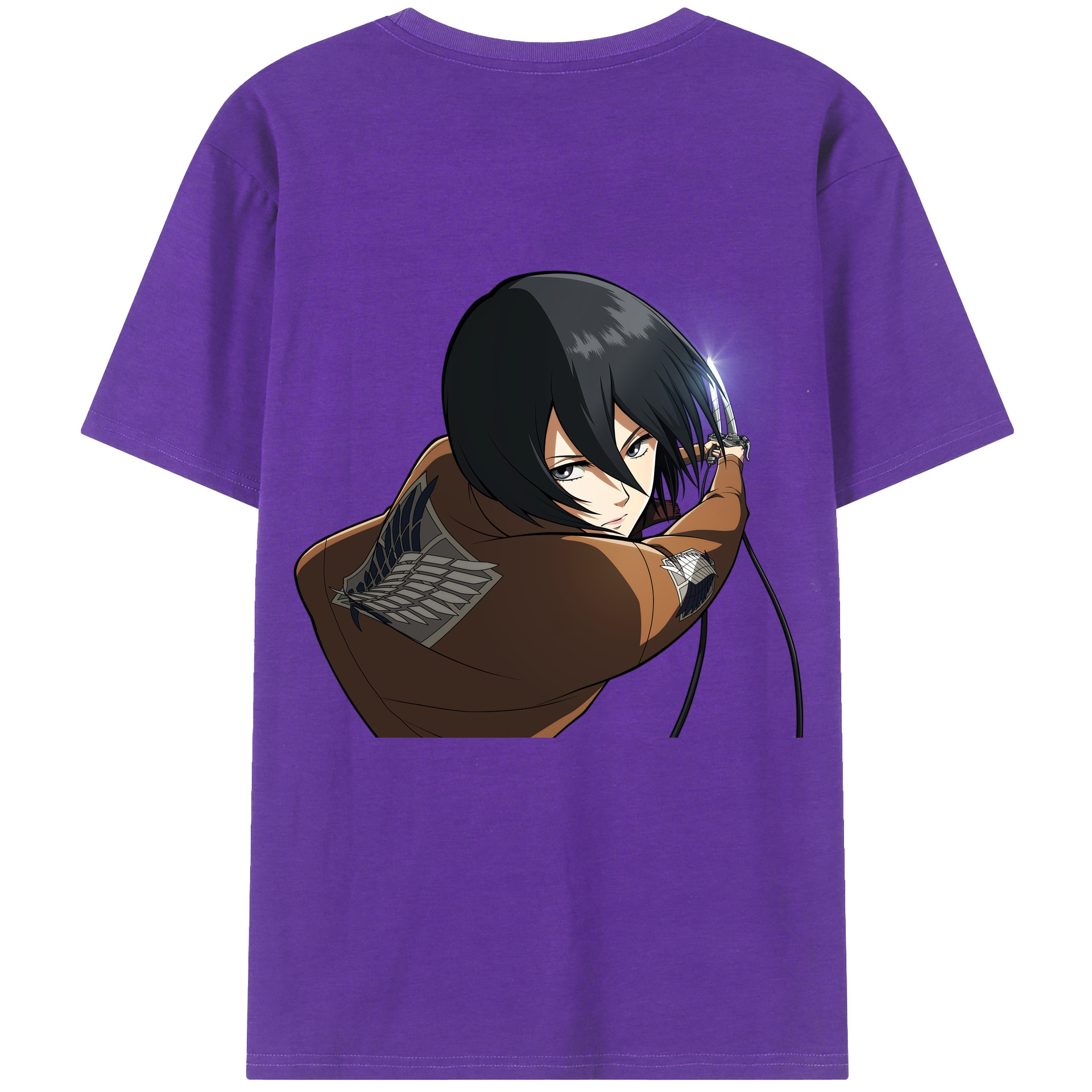 （画像用） 進撃の巨人 ミカサ·アッカーマン Attack on Titan Mikasa Ackerman 綿100％ メンズ半袖Tシャツ（バックプリント） 通気性