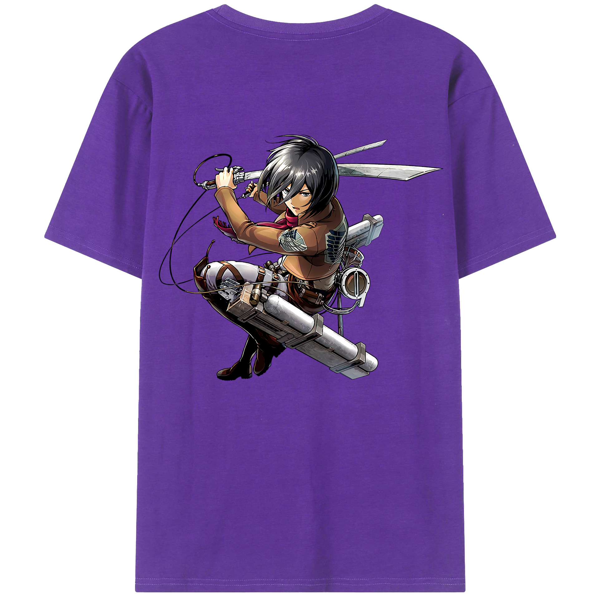 （画像用） 進撃の巨人 ミカサ·アッカーマン Attack on Titan Mikasa Ackerman 綿100％ メンズ半袖Tシャツ（バックプリント） 通気性