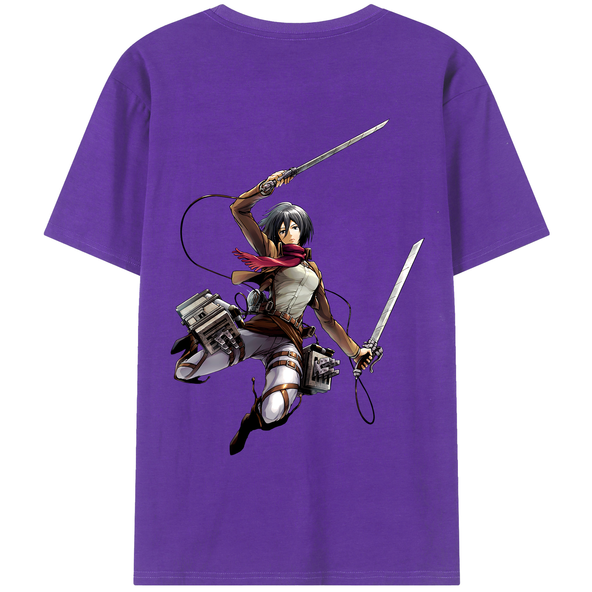 （画像用） 進撃の巨人 ミカサ·アッカーマン Attack on Titan Mikasa Ackerman 綿100％ メンズ半袖Tシャツ（バックプリント） 通気性