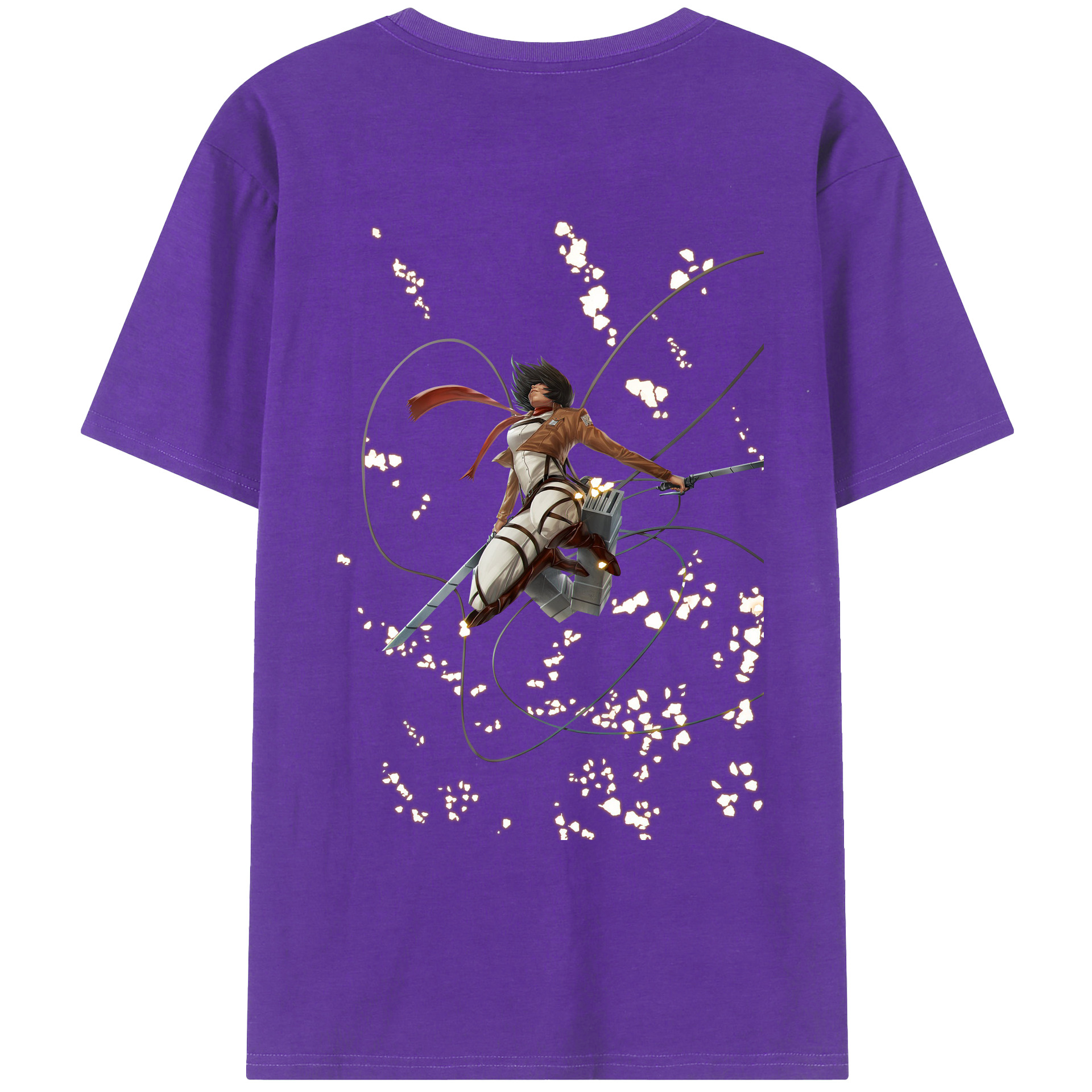（画像用） 進撃の巨人 ミカサ·アッカーマン Attack on Titan Mikasa Ackerman 綿100％ メンズ半袖Tシャツ（バックプリント） 通気性