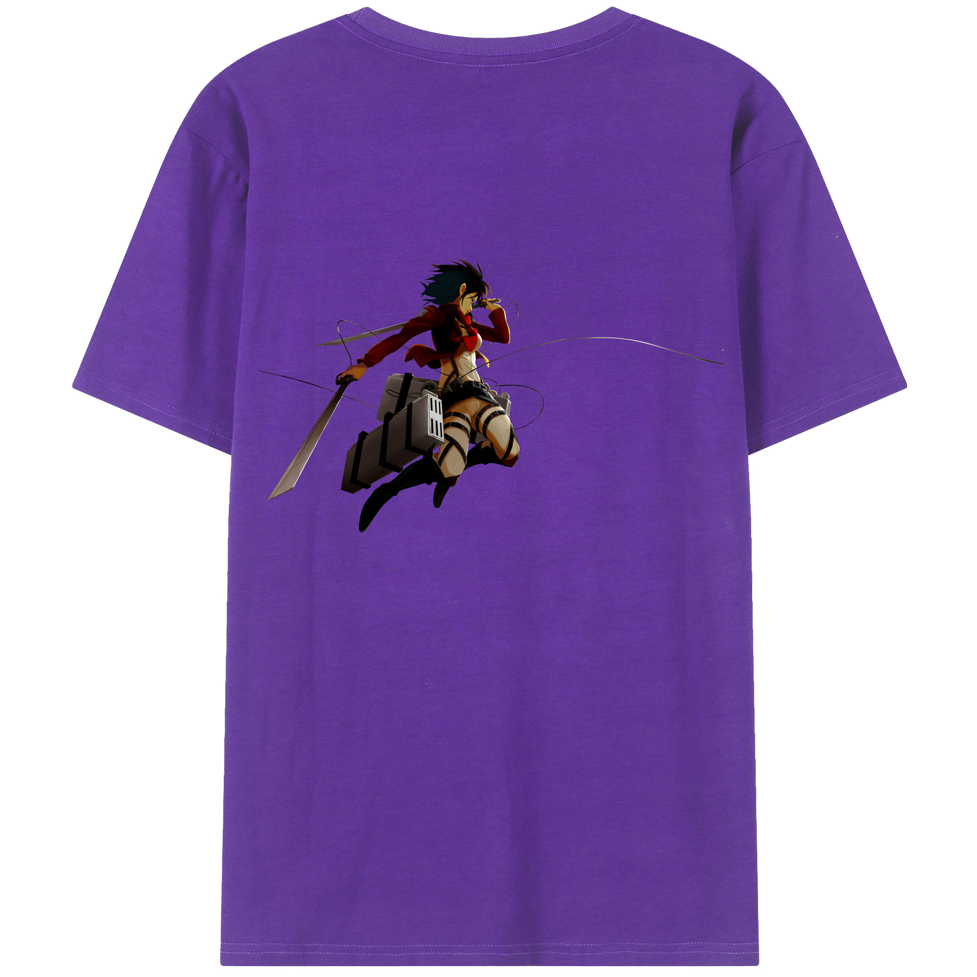 （画像用） 進撃の巨人 ミカサ·アッカーマン Attack on Titan Mikasa Ackerman 綿100％ メンズ半袖Tシャツ（バックプリント） 通気性