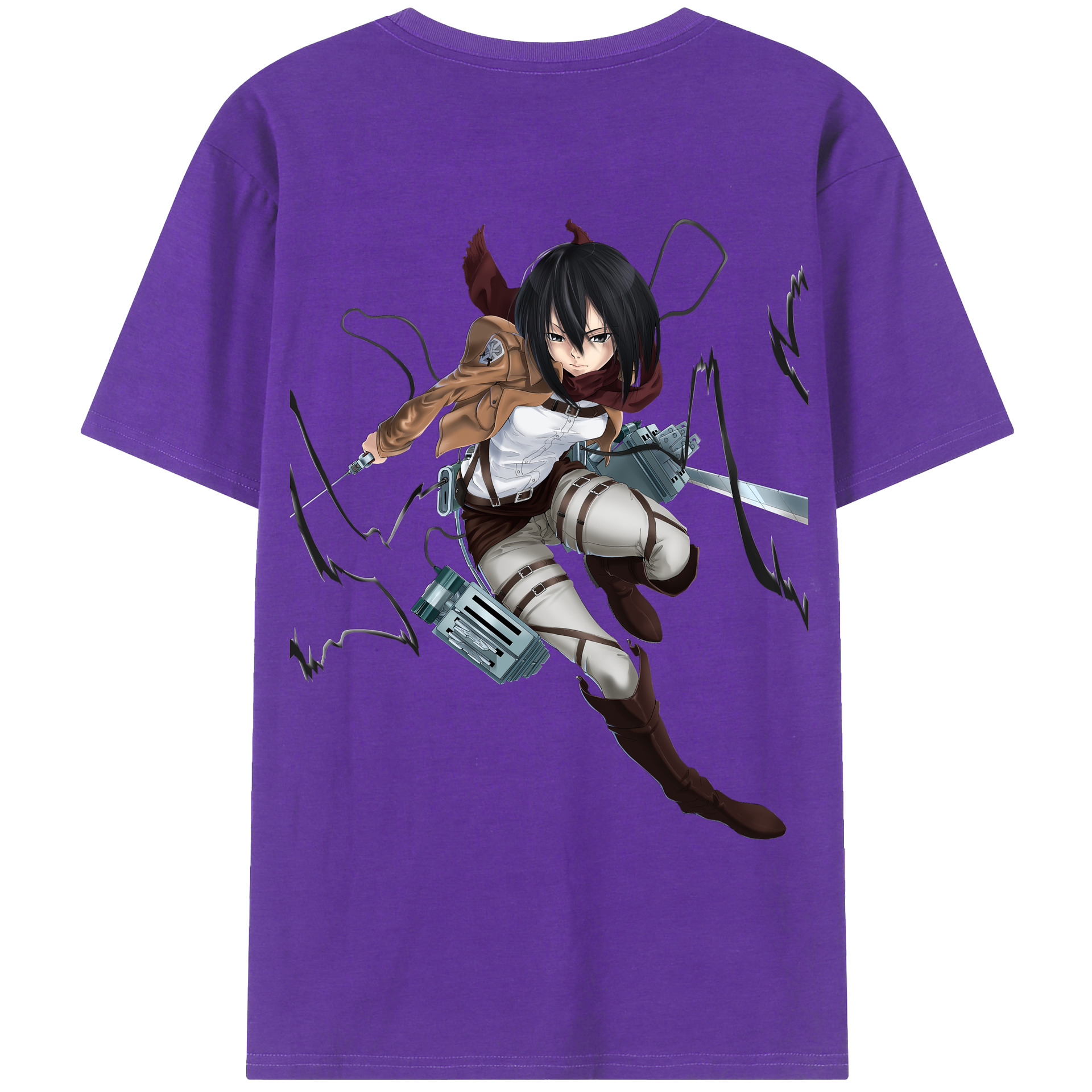 （画像用） 進撃の巨人 ミカサ·アッカーマン Attack on Titan Mikasa Ackerman 綿100％ メンズ半袖Tシャツ（バックプリント） 通気性
