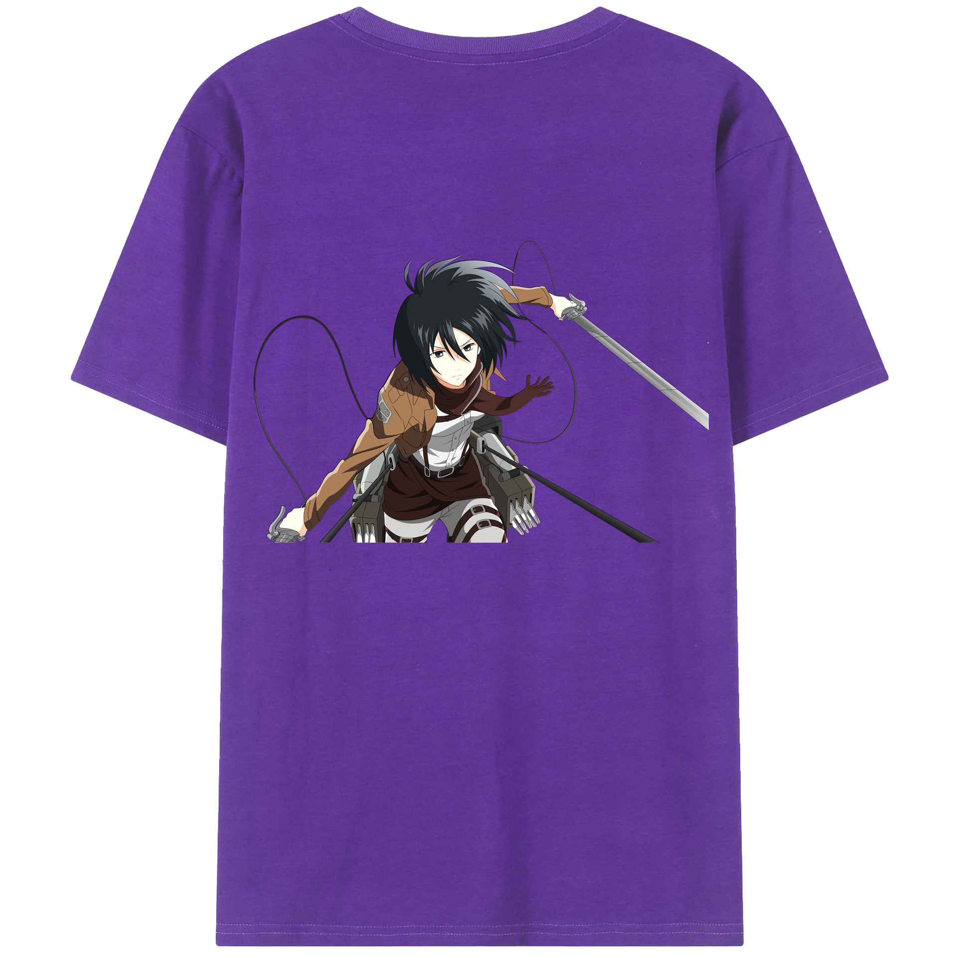 （画像用） 進撃の巨人 ミカサ·アッカーマン Attack on Titan Mikasa Ackerman 綿100％ メンズ半袖Tシャツ（バックプリント） 通気性