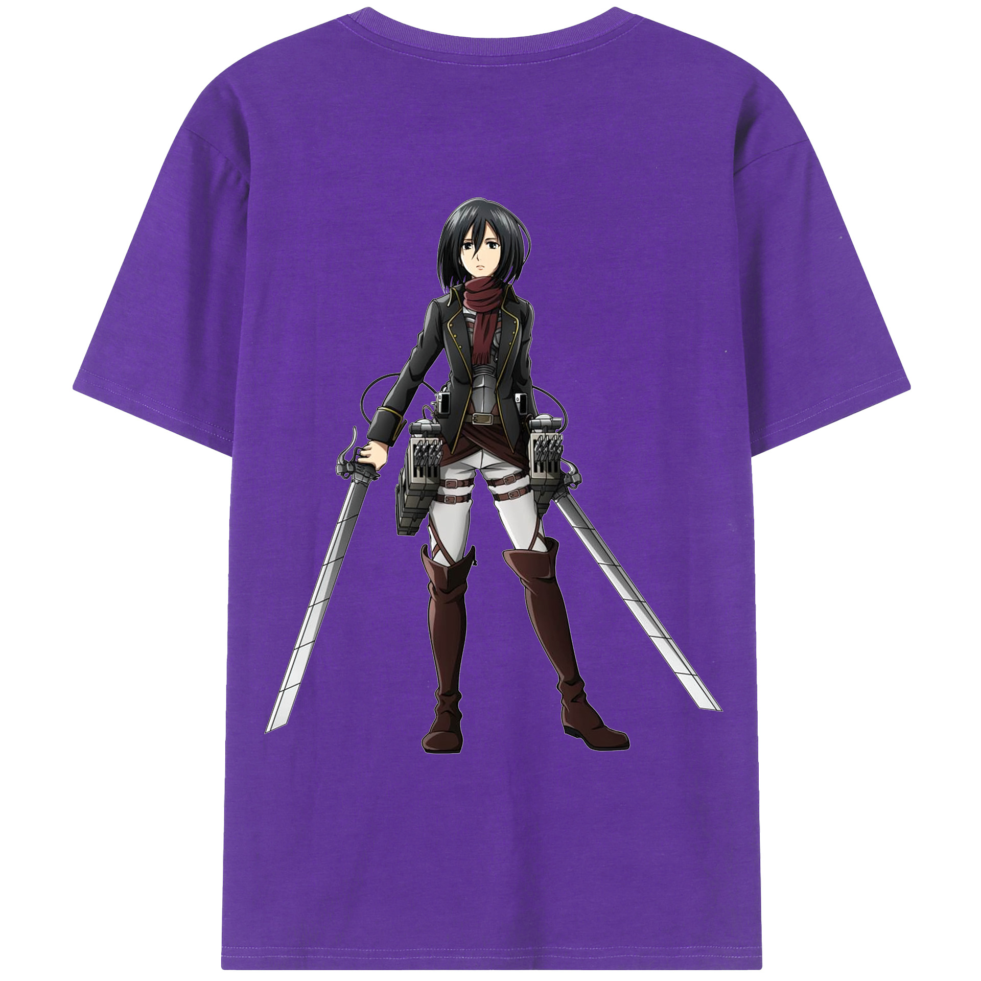 （画像用） 進撃の巨人 ミカサ·アッカーマン Attack on Titan Mikasa Ackerman 綿100％ メンズ半袖Tシャツ（バックプリント） 通気性