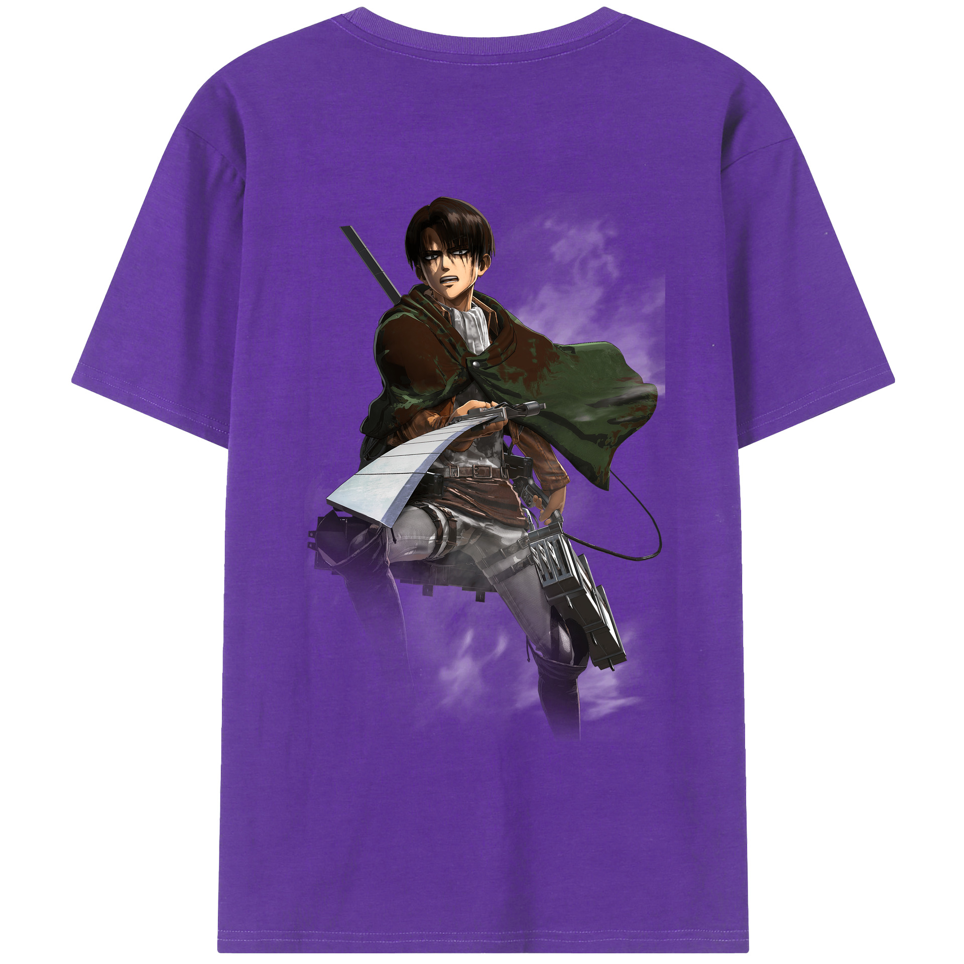 （画像用） 進撃の巨人 リヴァイ·アッカーマン Attack on Titan Levi Ackerman 綿100％ メンズ半袖Tシャツ（バックプリント） 通気性