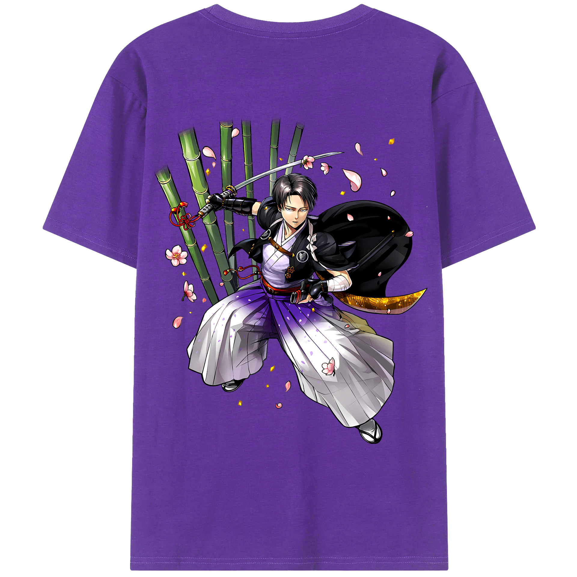 （画像用） 進撃の巨人 リヴァイ·アッカーマン Attack on Titan Levi Ackerman 綿100％ メンズ半袖Tシャツ（バックプリント） 通気性