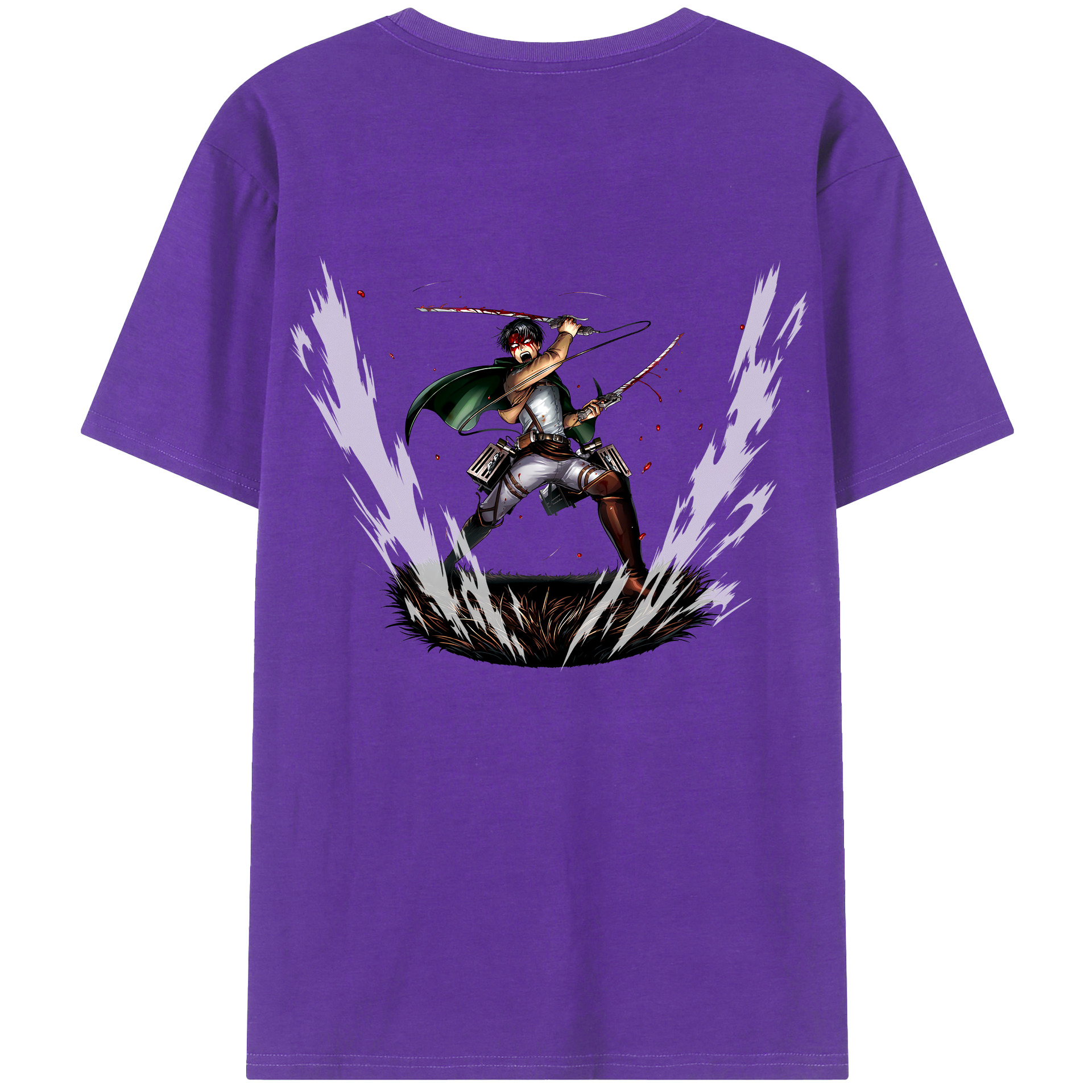 （画像用） 進撃の巨人 リヴァイ·アッカーマン Attack on Titan Levi Ackerman 綿100％ メンズ半袖Tシャツ（バックプリント） 通気性
