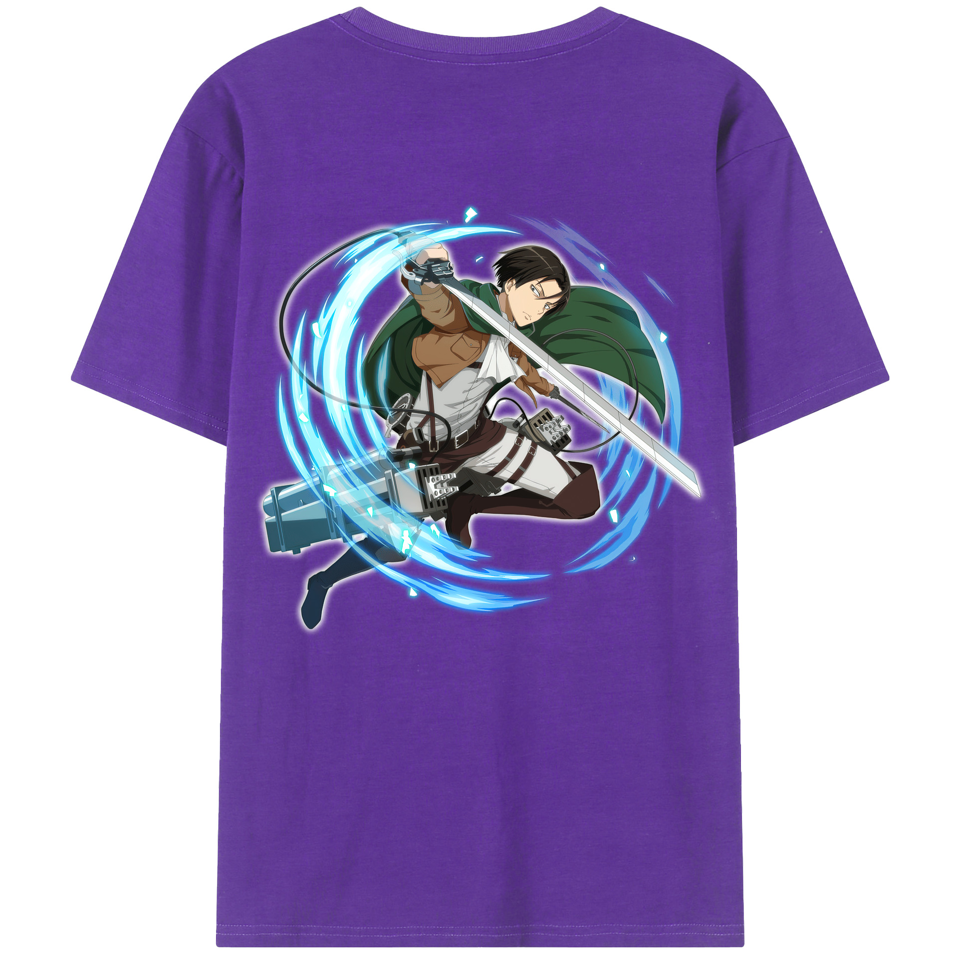 （画像用） 進撃の巨人 リヴァイ·アッカーマン Attack on Titan Levi Ackerman 綿100％ メンズ半袖Tシャツ（バックプリント） 通気性