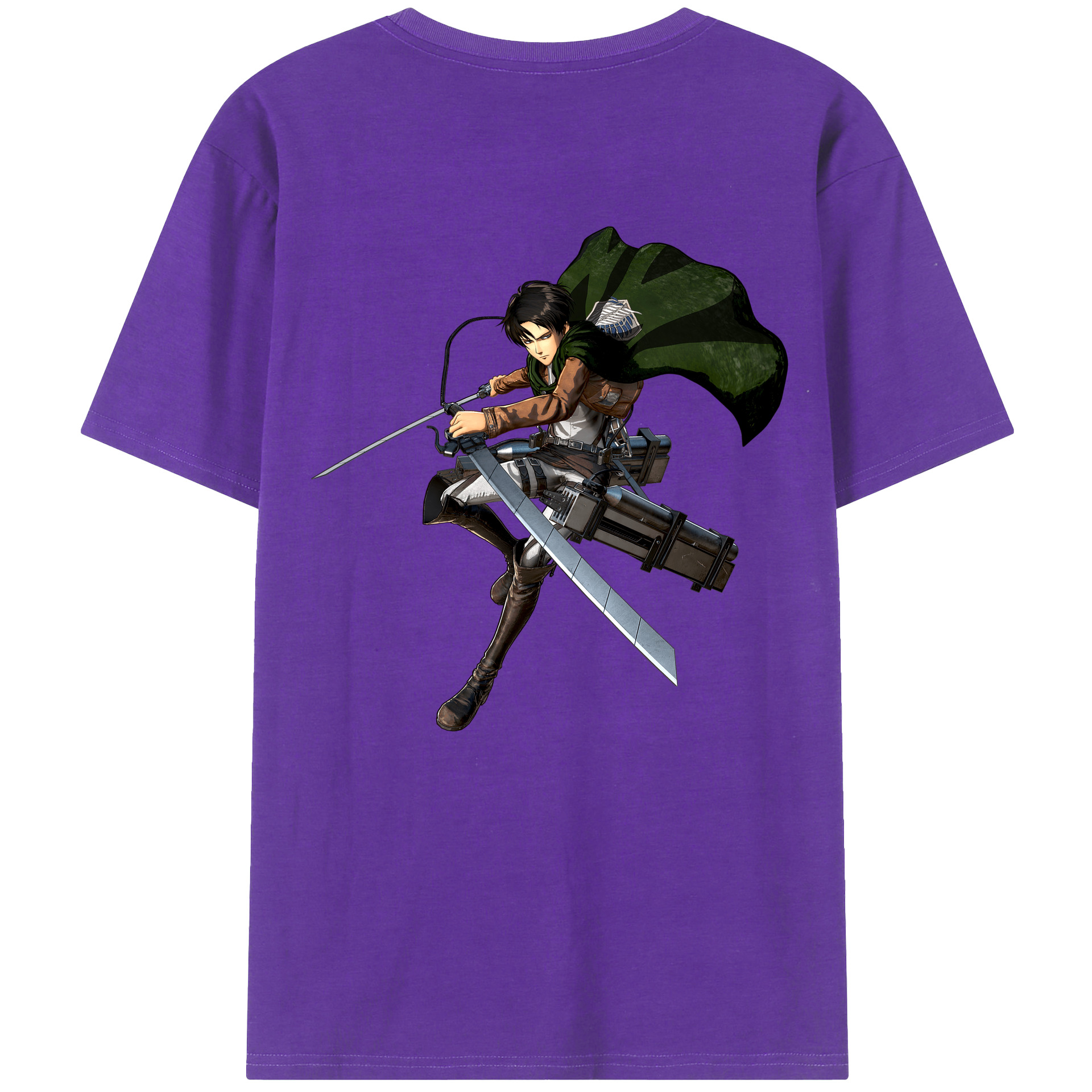 （画像用） 進撃の巨人 リヴァイ·アッカーマン Attack on Titan Levi Ackerman 綿100％ メンズ半袖Tシャツ（バックプリント） 通気性
