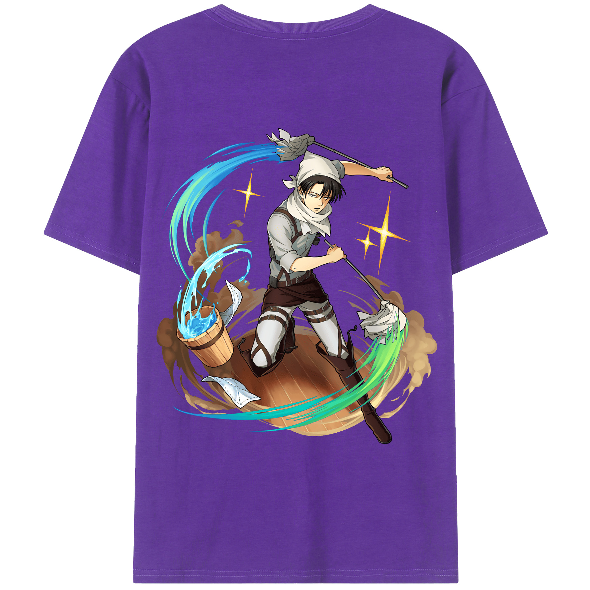 （画像用） 進撃の巨人 リヴァイ·アッカーマン Attack on Titan Levi Ackerman 綿100％ メンズ半袖Tシャツ（バックプリント） 通気性