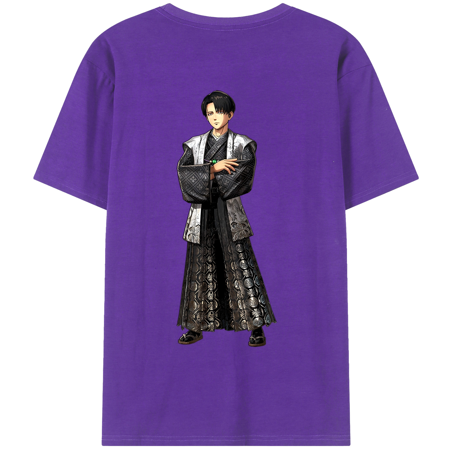 （画像用） 進撃の巨人 リヴァイ·アッカーマン Attack on Titan Levi Ackerman 綿100％ メンズ半袖Tシャツ（バックプリント） 通気性