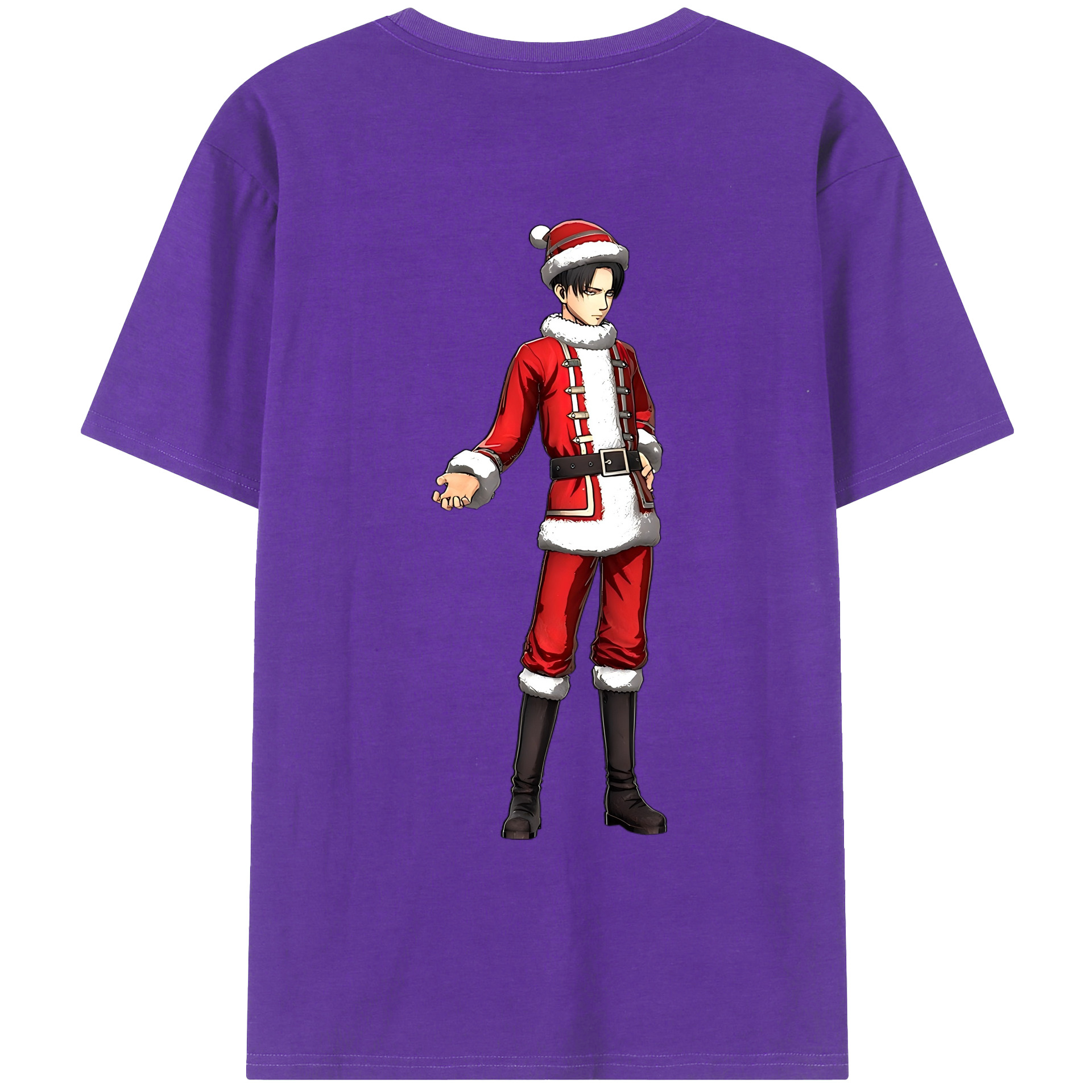 （画像用） 進撃の巨人 リヴァイ·アッカーマン Attack on Titan Levi Ackerman 綿100％ メンズ半袖Tシャツ（バックプリント） 通気性