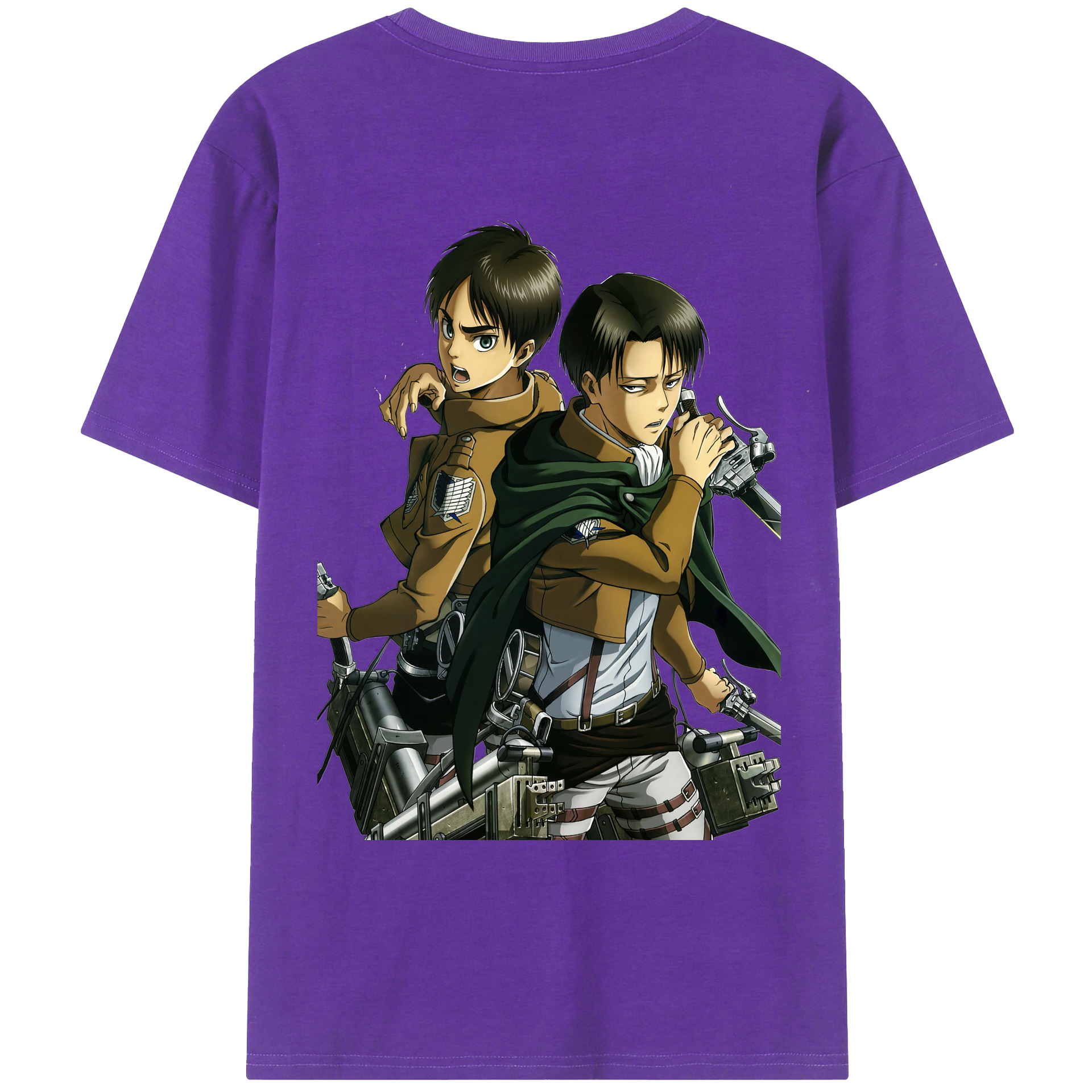 （画像用） 進撃の巨人 リヴァイ·アッカーマン Attack on Titan Levi Ackerman 綿100％ メンズ半袖Tシャツ（バックプリント） 通気性