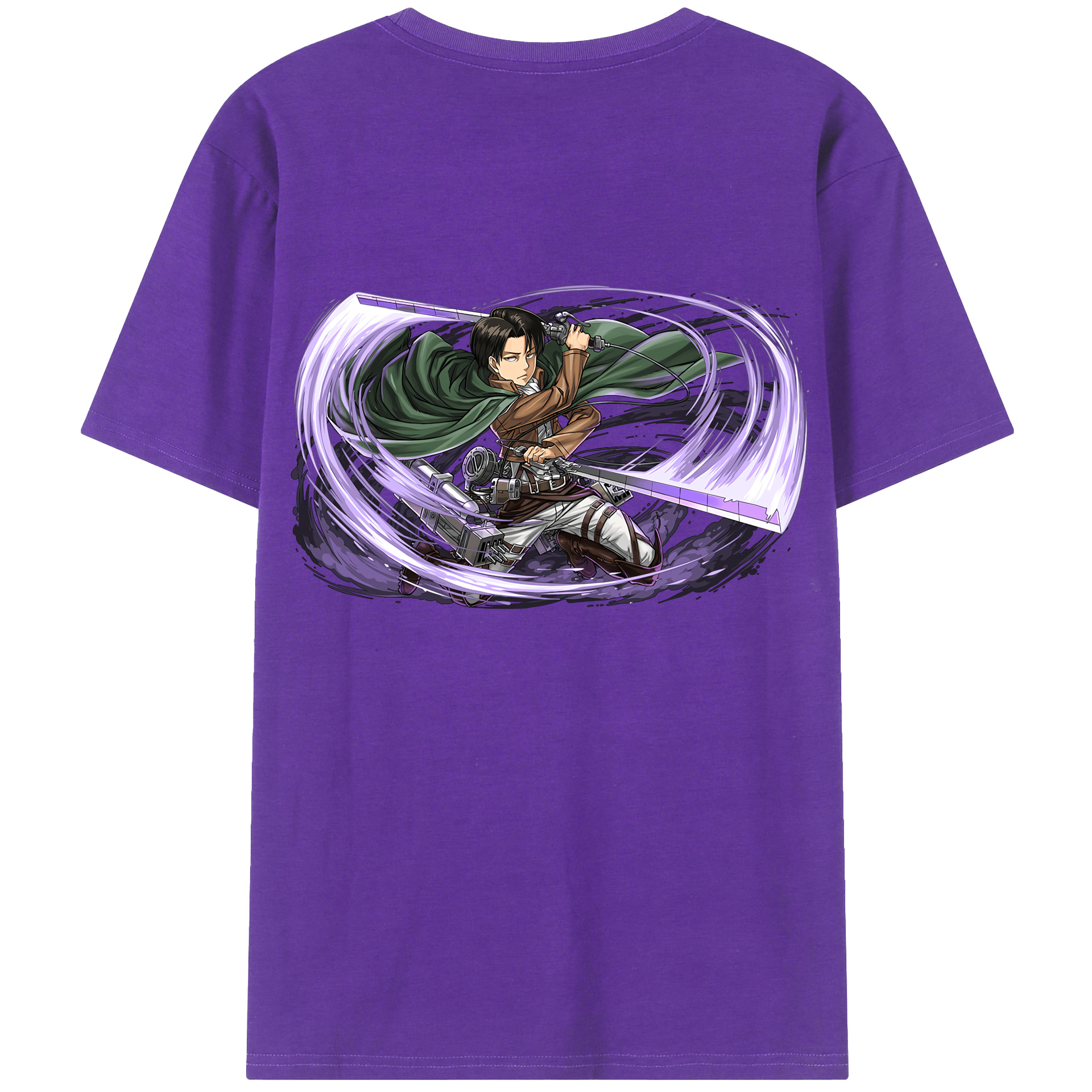 （画像用） 進撃の巨人 リヴァイ·アッカーマン Attack on Titan Levi Ackerman 綿100％ メンズ半袖Tシャツ（バックプリント） 通気性