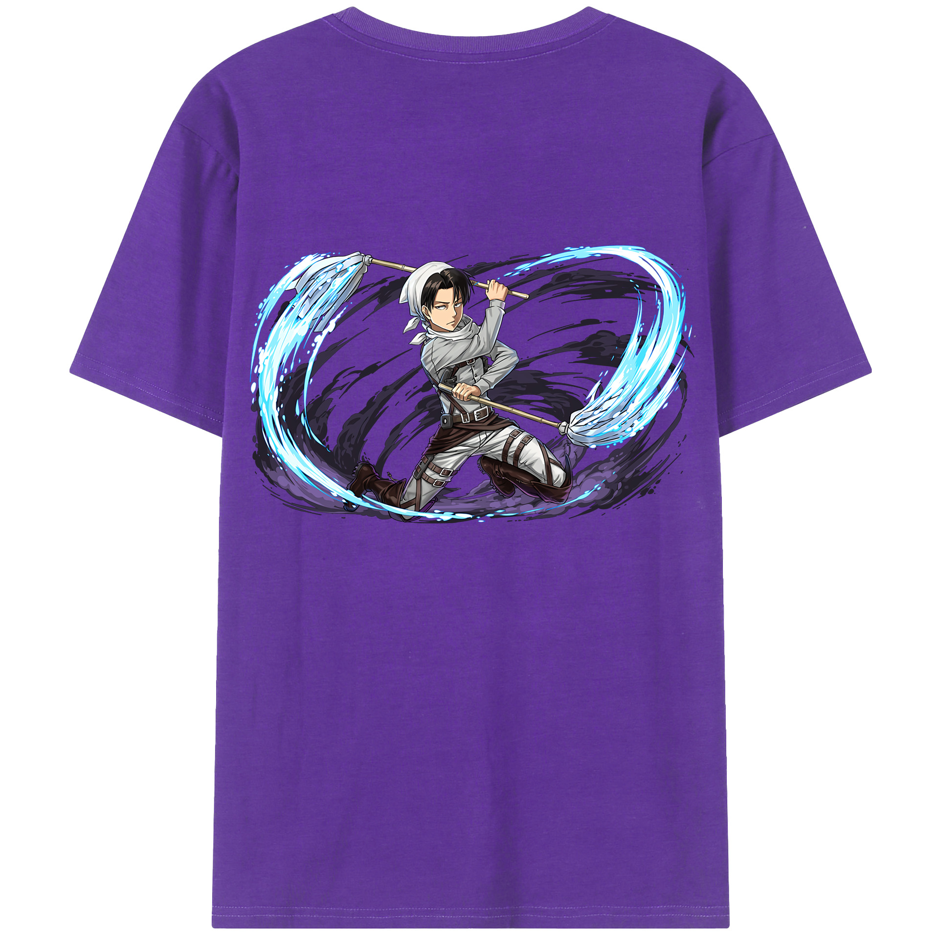 （画像用） 進撃の巨人 リヴァイ·アッカーマン Attack on Titan Levi Ackerman 綿100％ メンズ半袖Tシャツ（バックプリント） 通気性