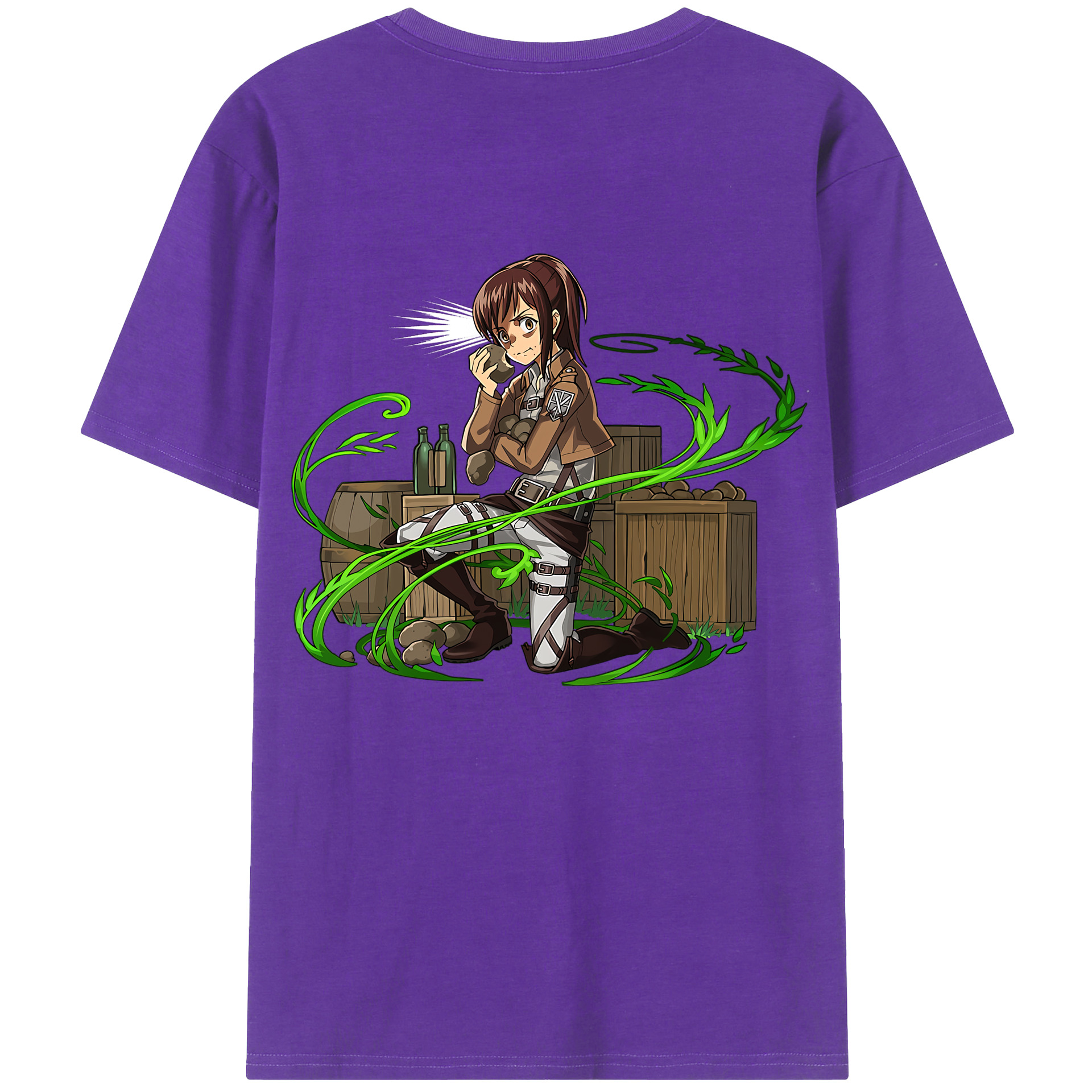 （画像用） 進撃の巨人 サシャ·ブラウス Attack on Titan Sasha Blaus 綿100％ メンズ半袖Tシャツ（バックプリント） 通気性