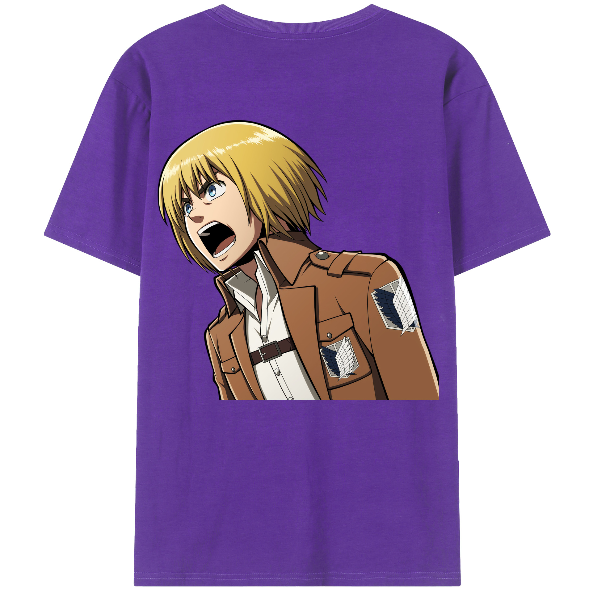 （画像用） 進撃の巨人 アルミン·アルレルト Attack on Titan Armin Arlert 綿100％ メンズ半袖Tシャツ（バックプリント） 通気性