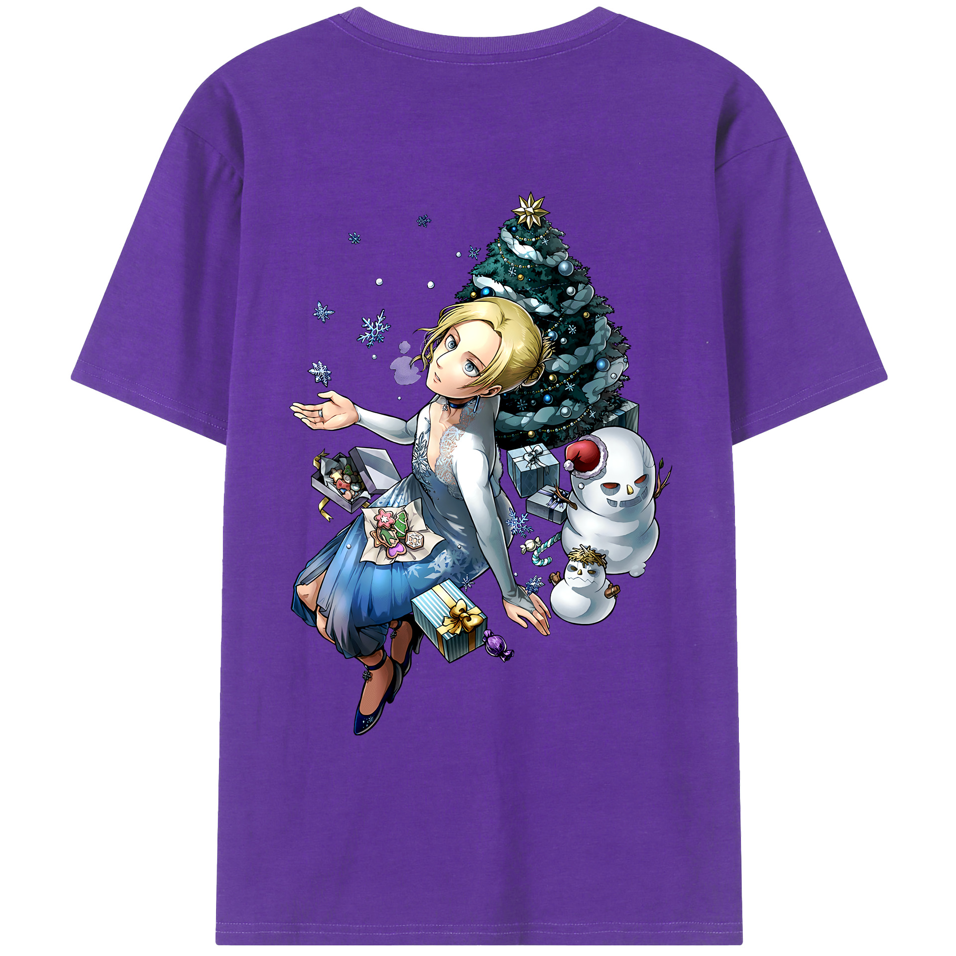 （画像用） 進撃の巨人 アニ・レオンハート Attack on Titan Annie Leonhart 綿100％ メンズ半袖Tシャツ（バックプリント） 通気性