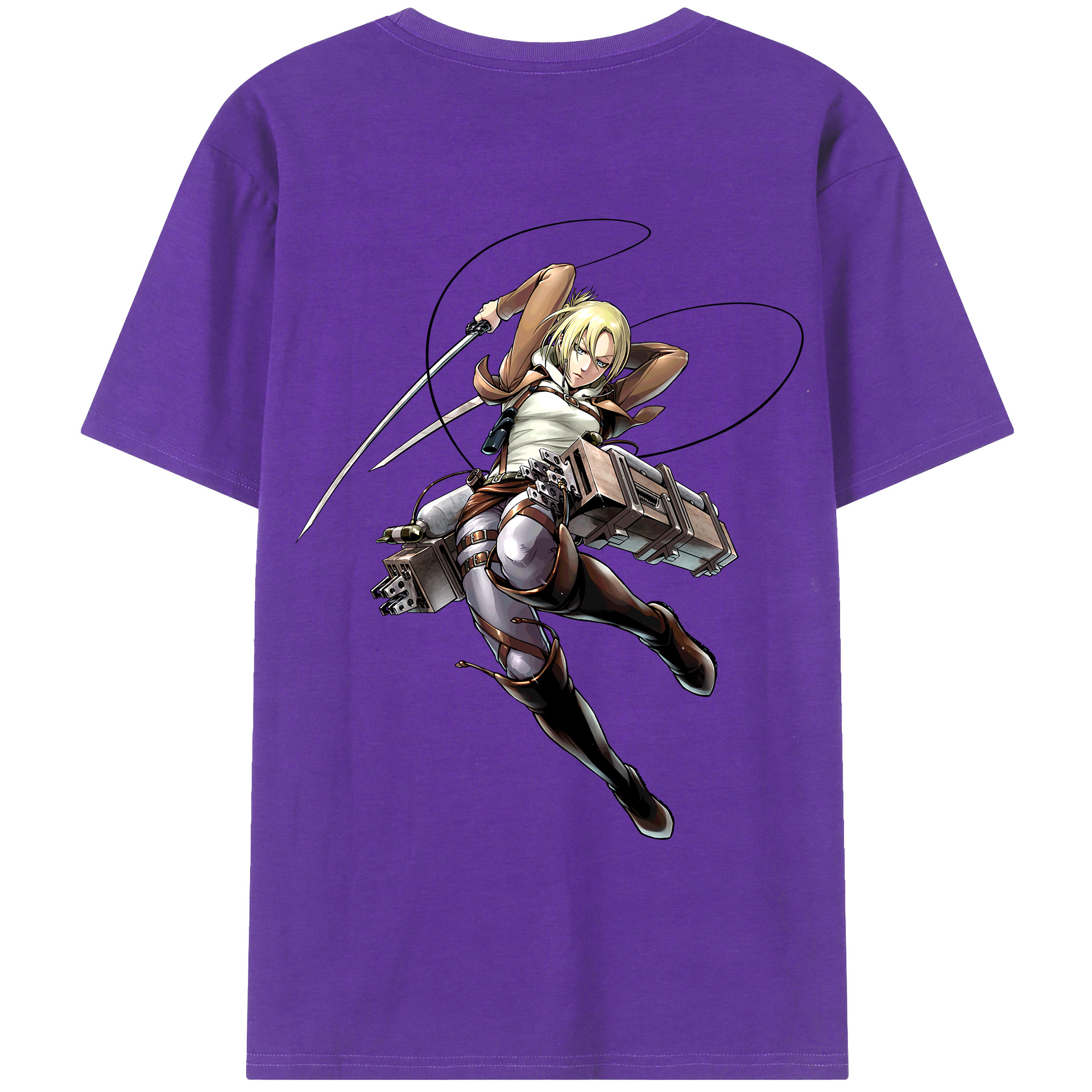 （画像用） 進撃の巨人 アニ・レオンハート Attack on Titan Annie Leonhart 綿100％ メンズ半袖Tシャツ（バックプリント） 通気性