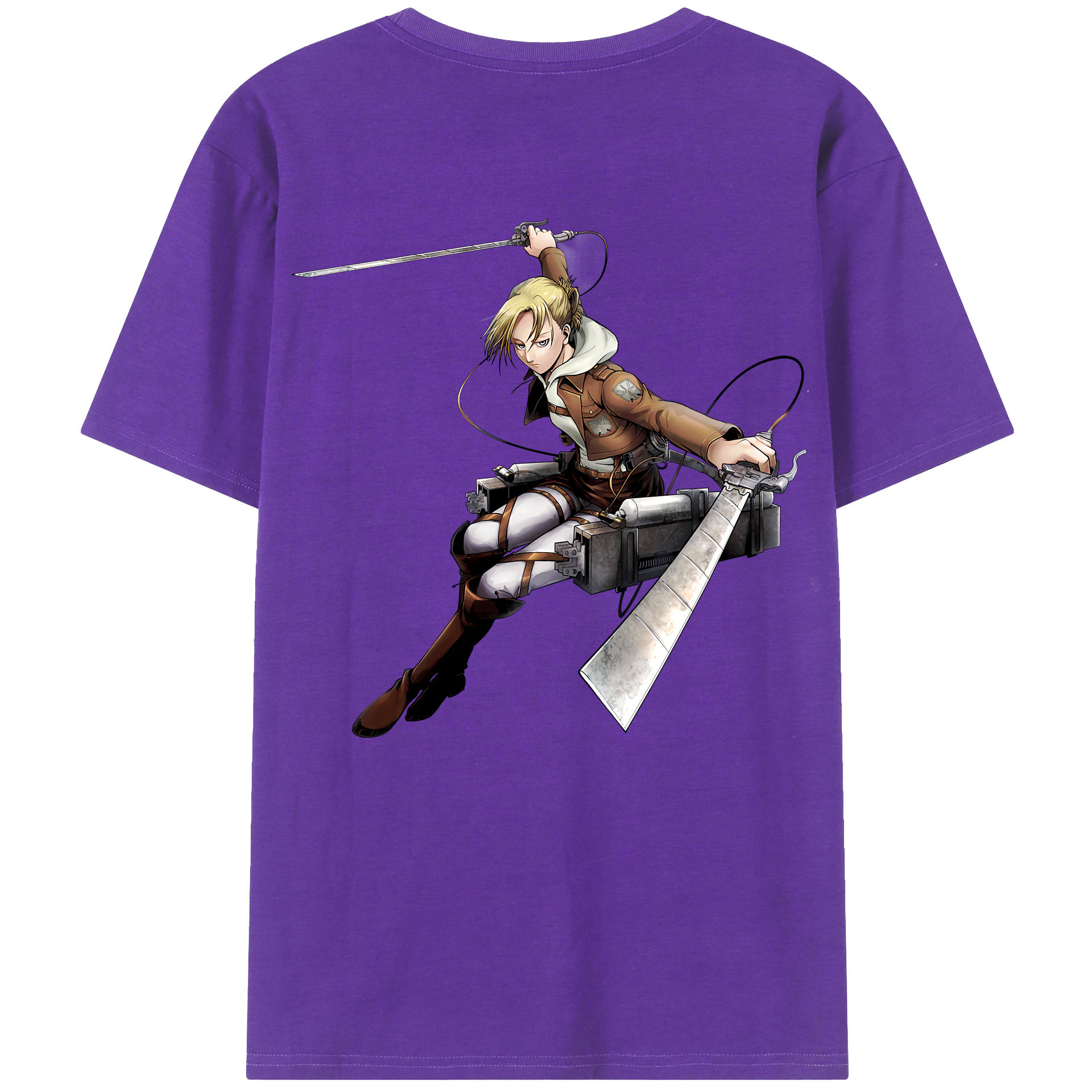 （画像用） 進撃の巨人 アニ・レオンハート Attack on Titan Annie Leonhart 綿100％ メンズ半袖Tシャツ（バックプリント） 通気性