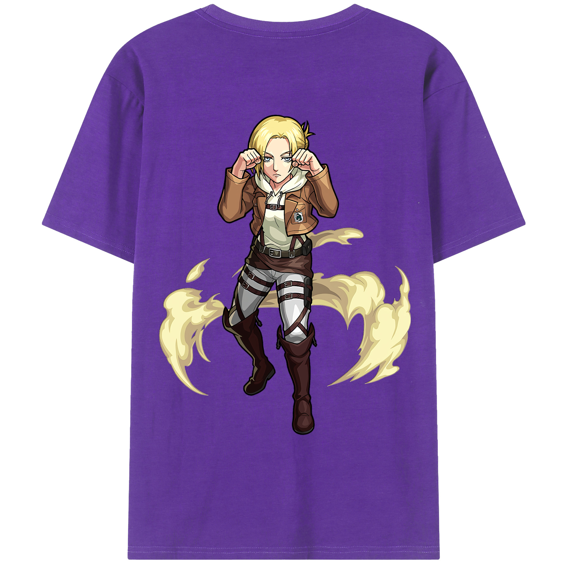 （画像用） 進撃の巨人 アニ・レオンハート Attack on Titan Annie Leonhart 綿100％ メンズ半袖Tシャツ（バックプリント） 通気性