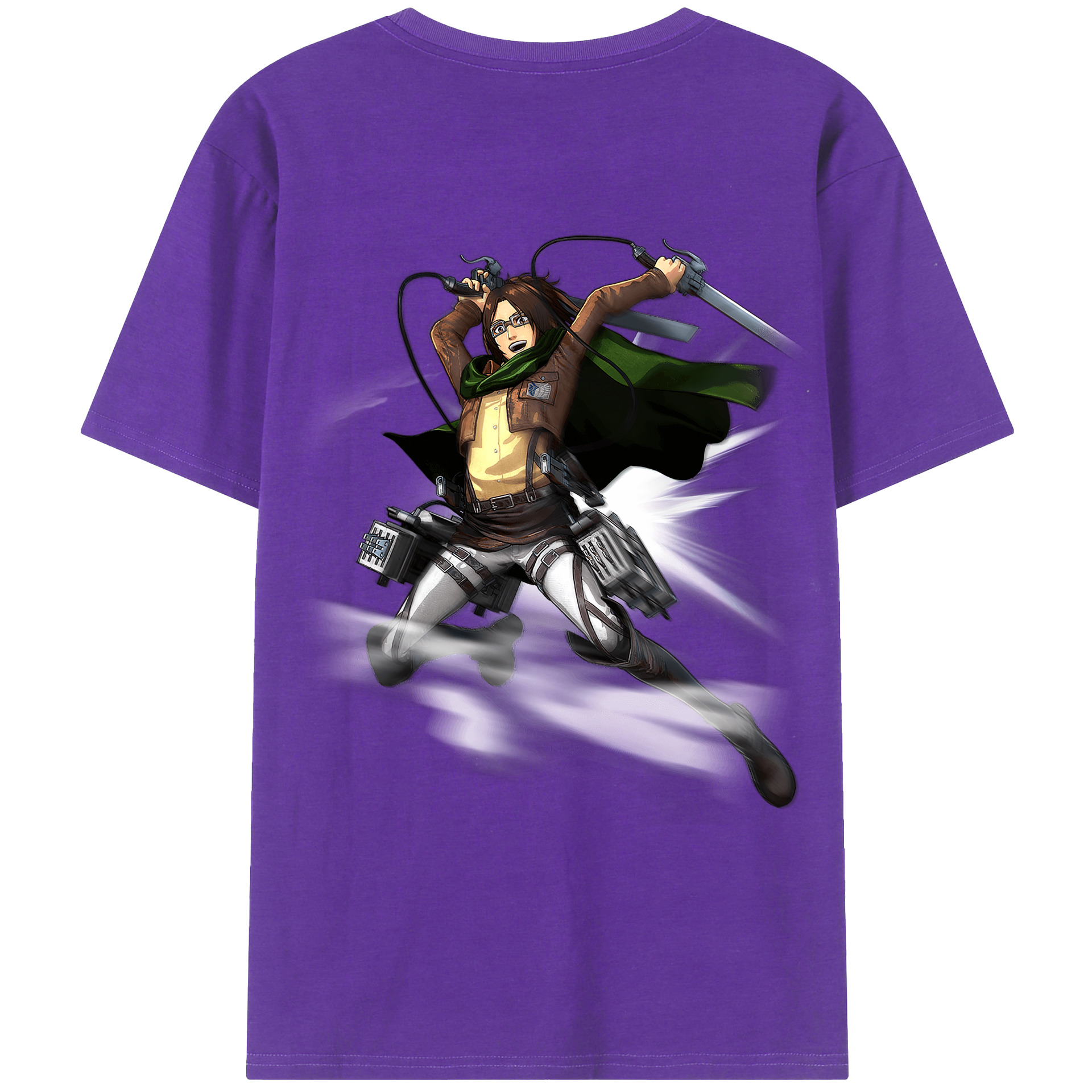 （画像用） 進撃の巨人 ハンジ·ゾエ Attack on Titan Hanji Zoe 綿100％ メンズ半袖Tシャツ（バックプリント） 通気性
