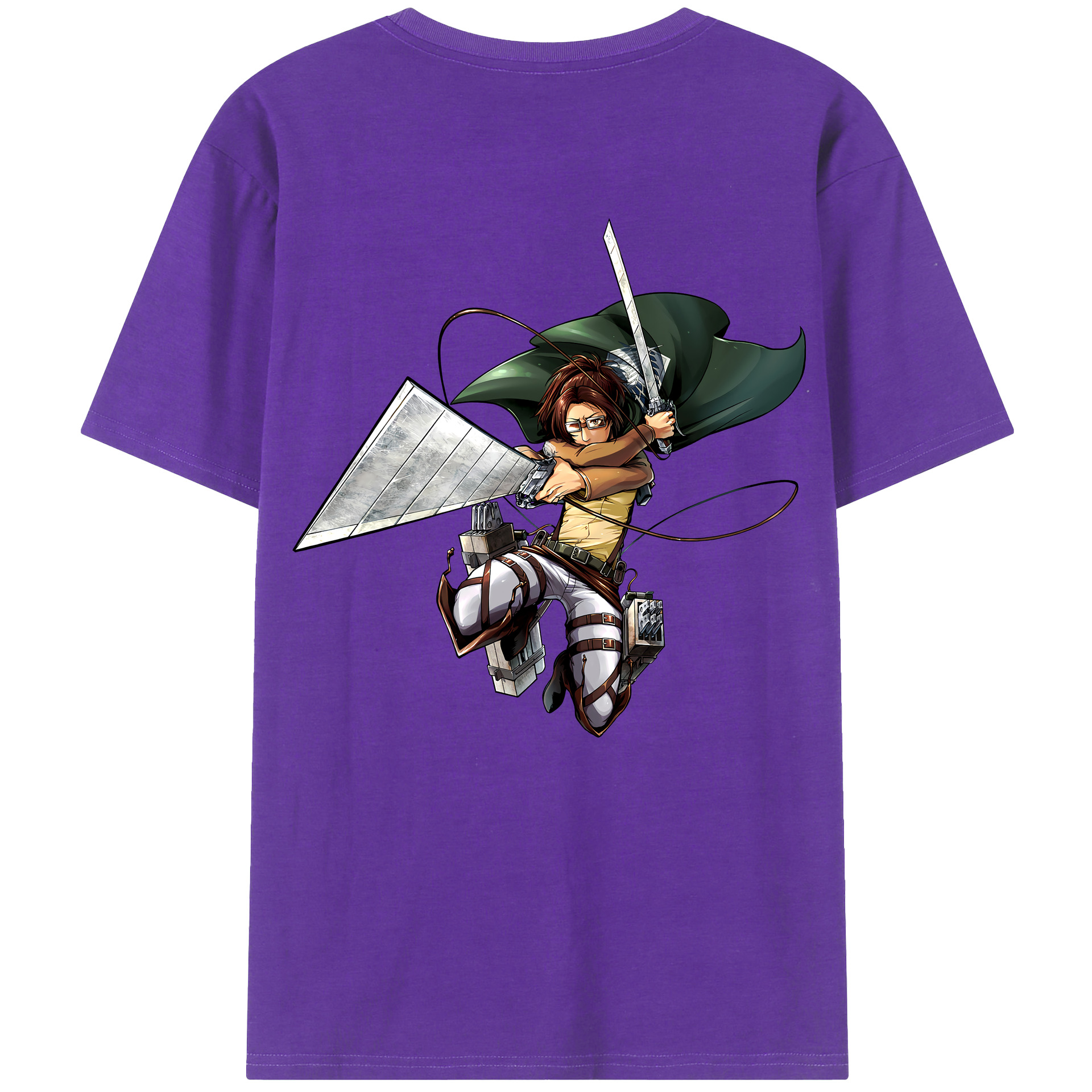 （画像用） 進撃の巨人 ハンジ·ゾエ Attack on Titan Hanji Zoe 綿100％ メンズ半袖Tシャツ（バックプリント） 通気性