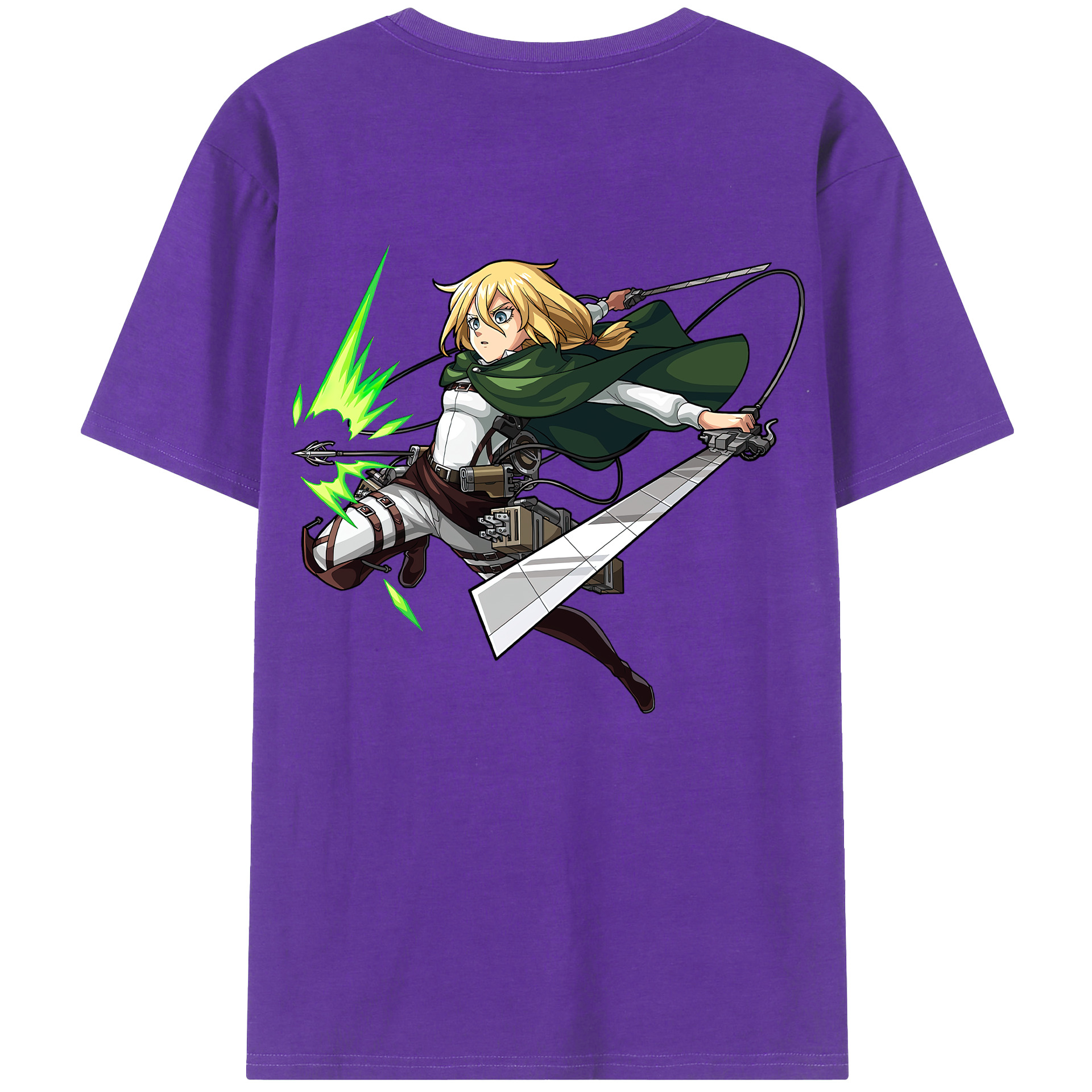 （画像用） 進撃の巨人 クリスタ·レンズ Attack on Titan Christa Lenz 綿100％ メンズ半袖Tシャツ（バックプリント） 通気性