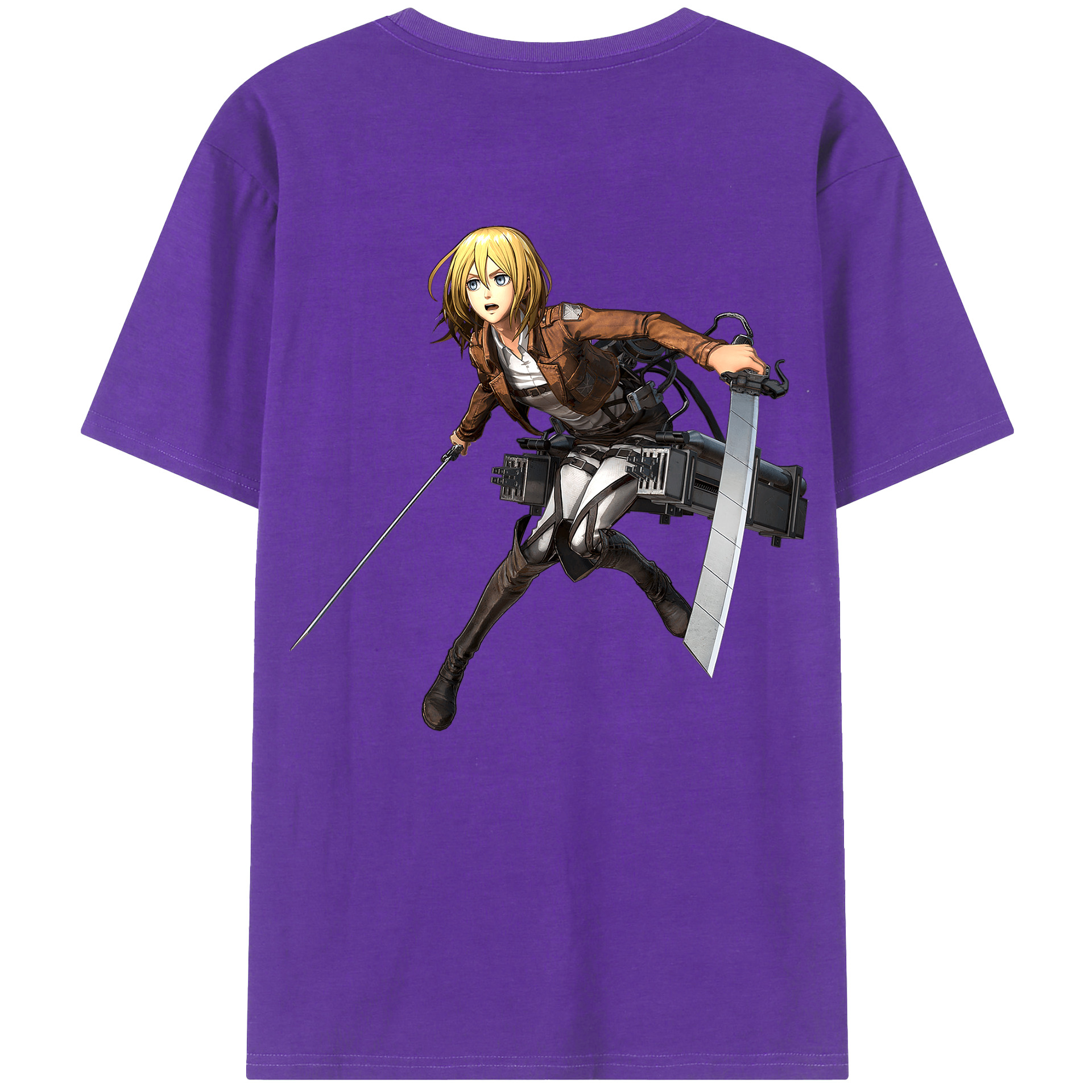 （画像用） 進撃の巨人 クリスタ·レンズ Attack on Titan Christa Lenz 綿100％ メンズ半袖Tシャツ（バックプリント） 通気性