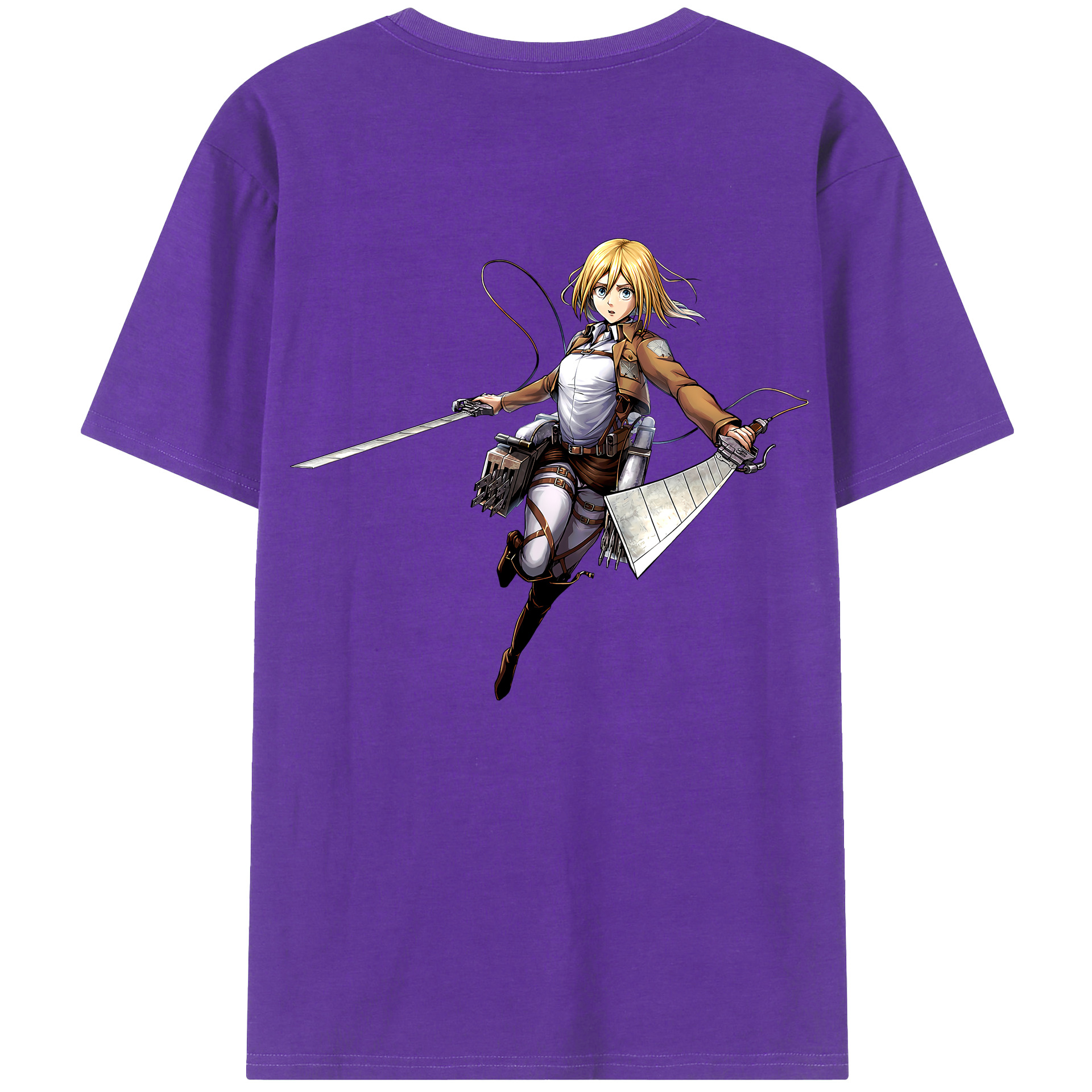 （画像用） 進撃の巨人 クリスタ·レンズ Attack on Titan Christa Lenz 綿100％ メンズ半袖Tシャツ（バックプリント） 通気性