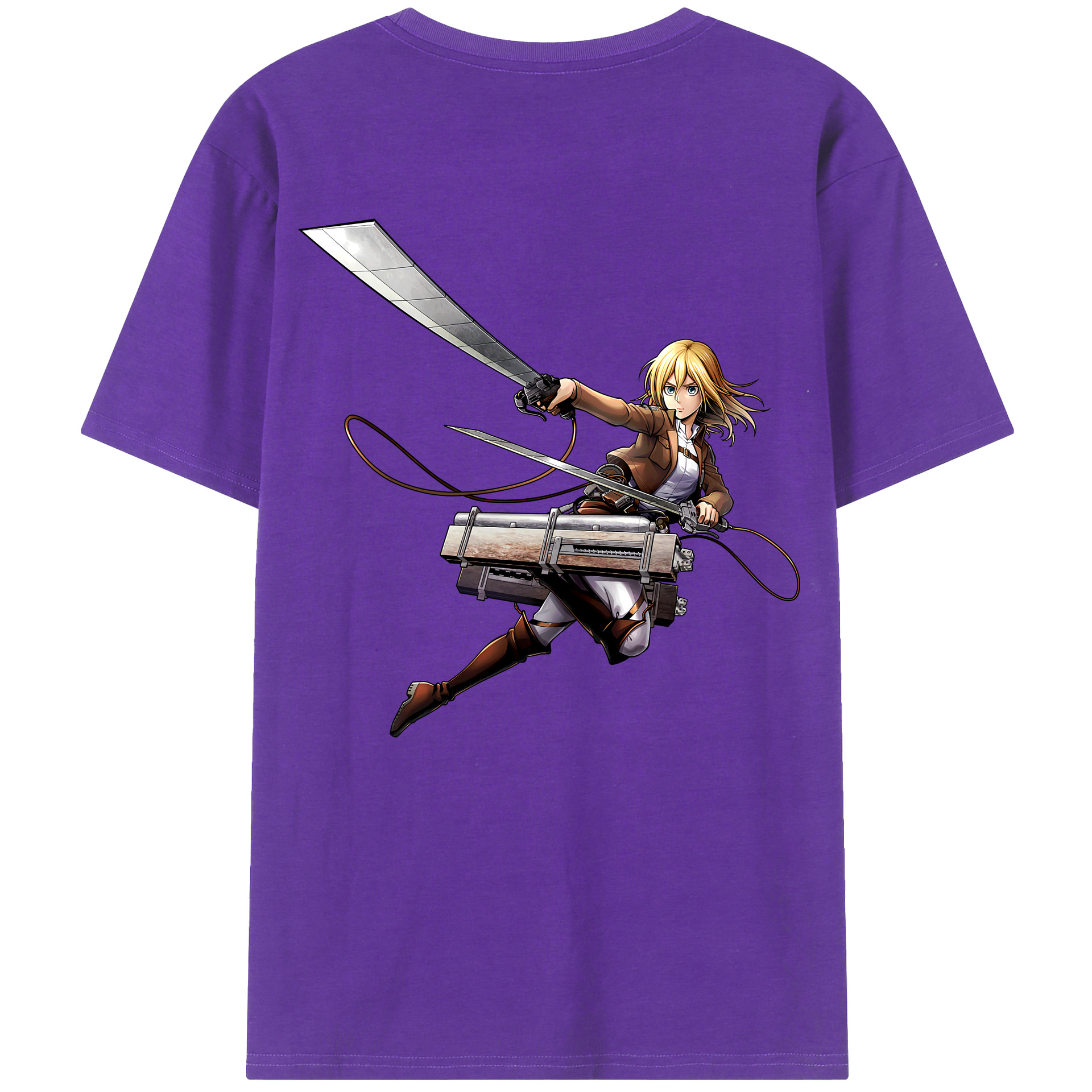 （画像用） 進撃の巨人 クリスタ·レンズ Attack on Titan Christa Lenz 綿100％ メンズ半袖Tシャツ（バックプリント） 通気性