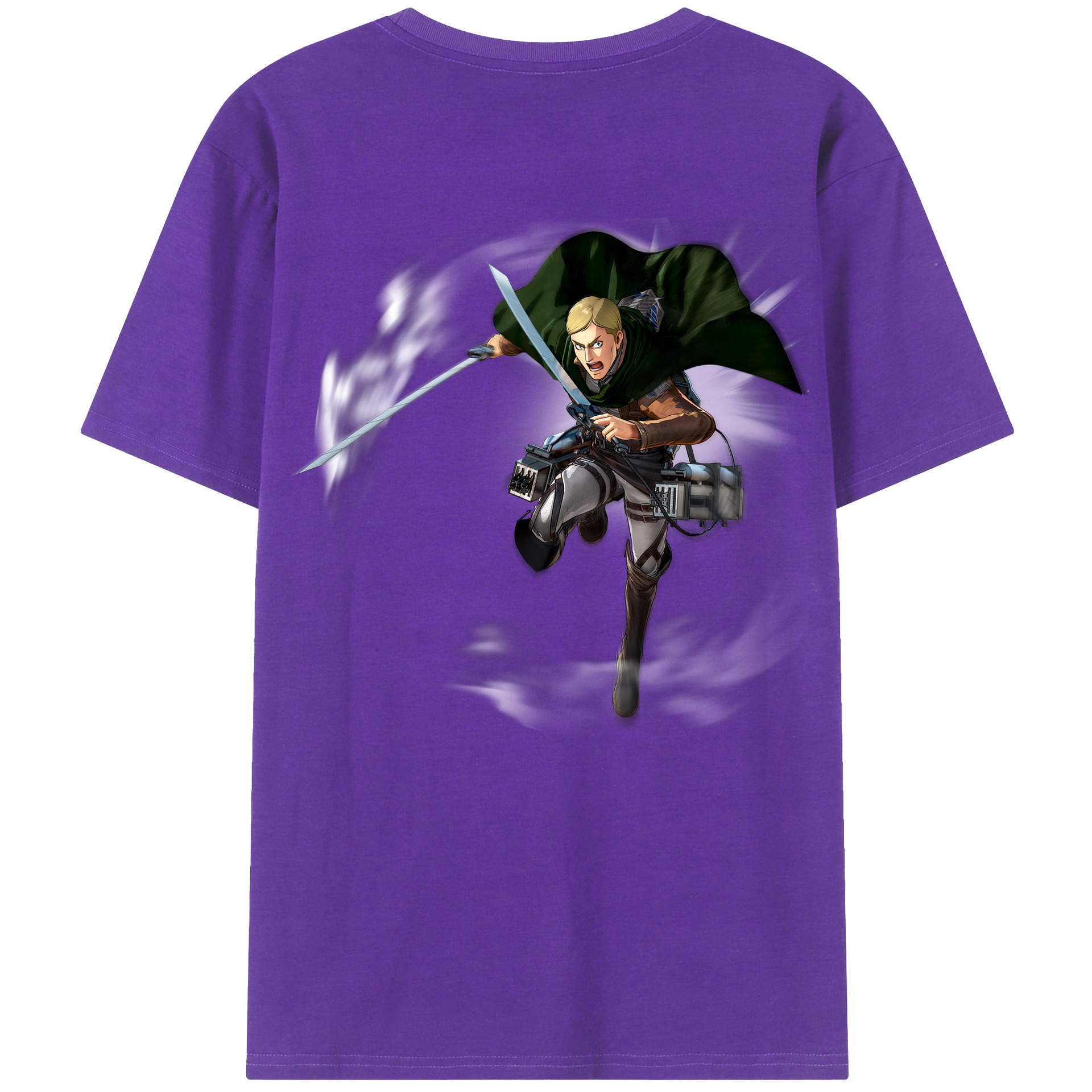 （画像用） 進撃の巨人 エルヴィン・スミス Attack on Titan Erwin Smith 綿100％ メンズ半袖Tシャツ（バックプリント） 通気性