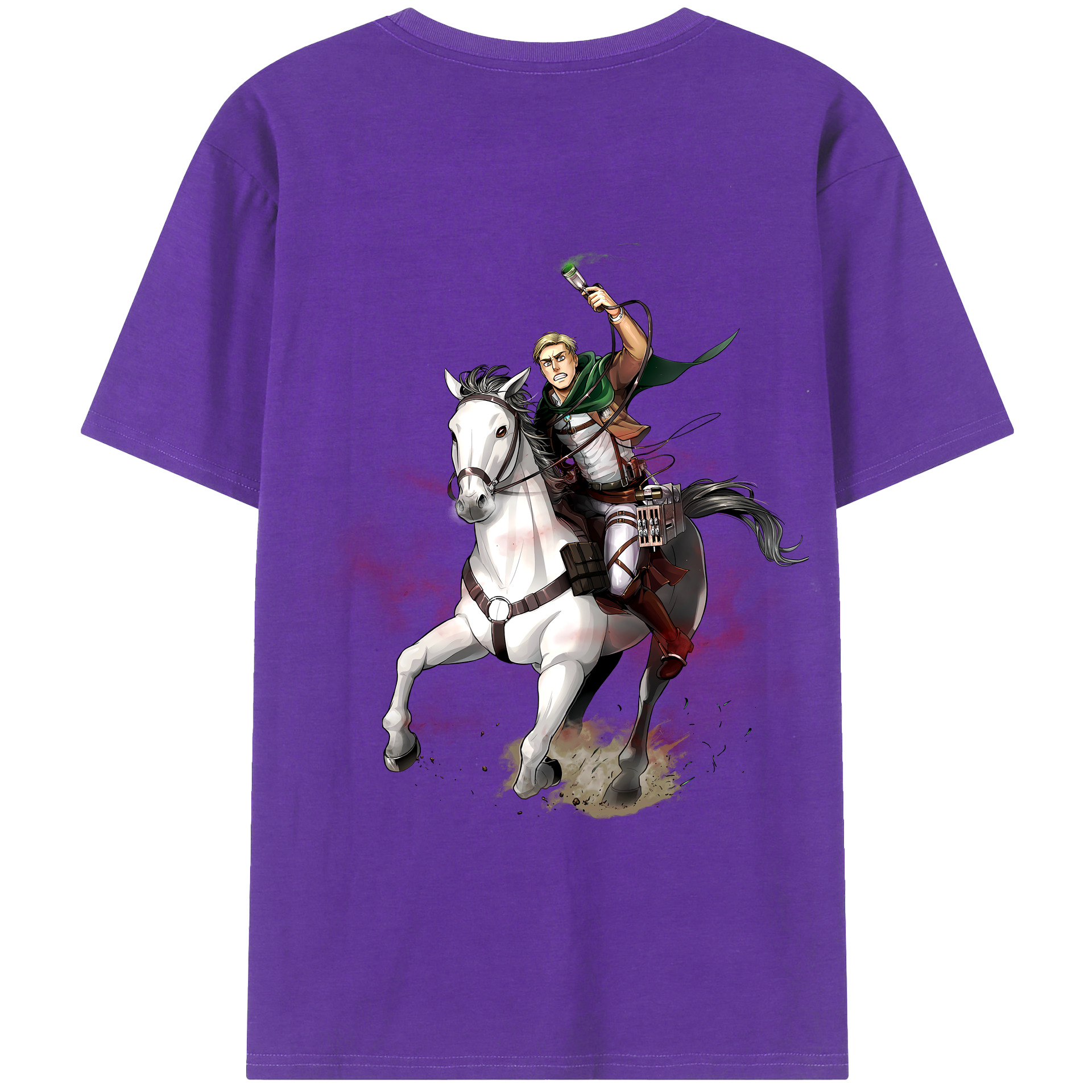 （画像用） 進撃の巨人 エルヴィン・スミス Attack on Titan Erwin Smith 綿100％ メンズ半袖Tシャツ（バックプリント） 通気性