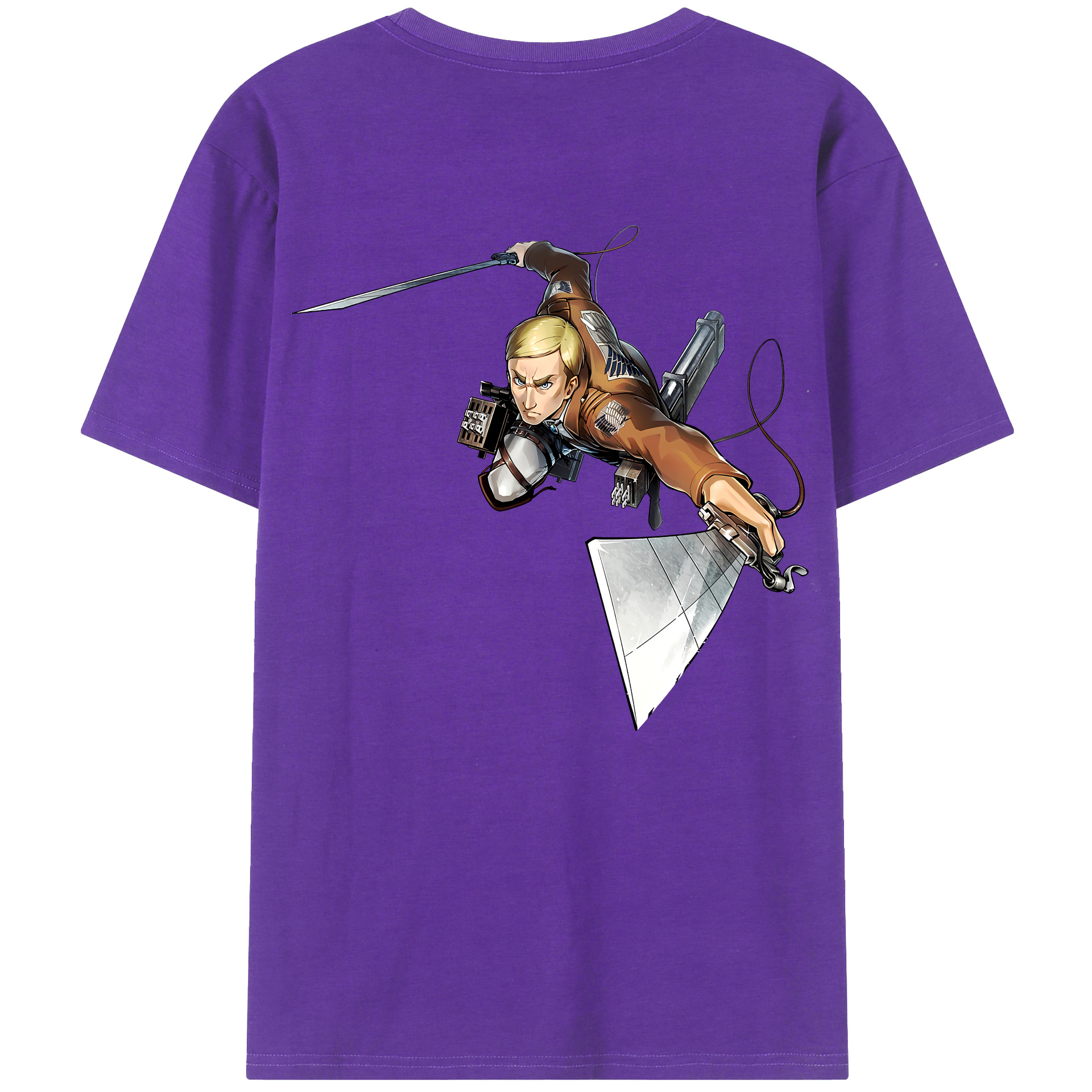 （画像用） 進撃の巨人 エルヴィン・スミス Attack on Titan Erwin Smith 綿100％ メンズ半袖Tシャツ（バックプリント） 通気性