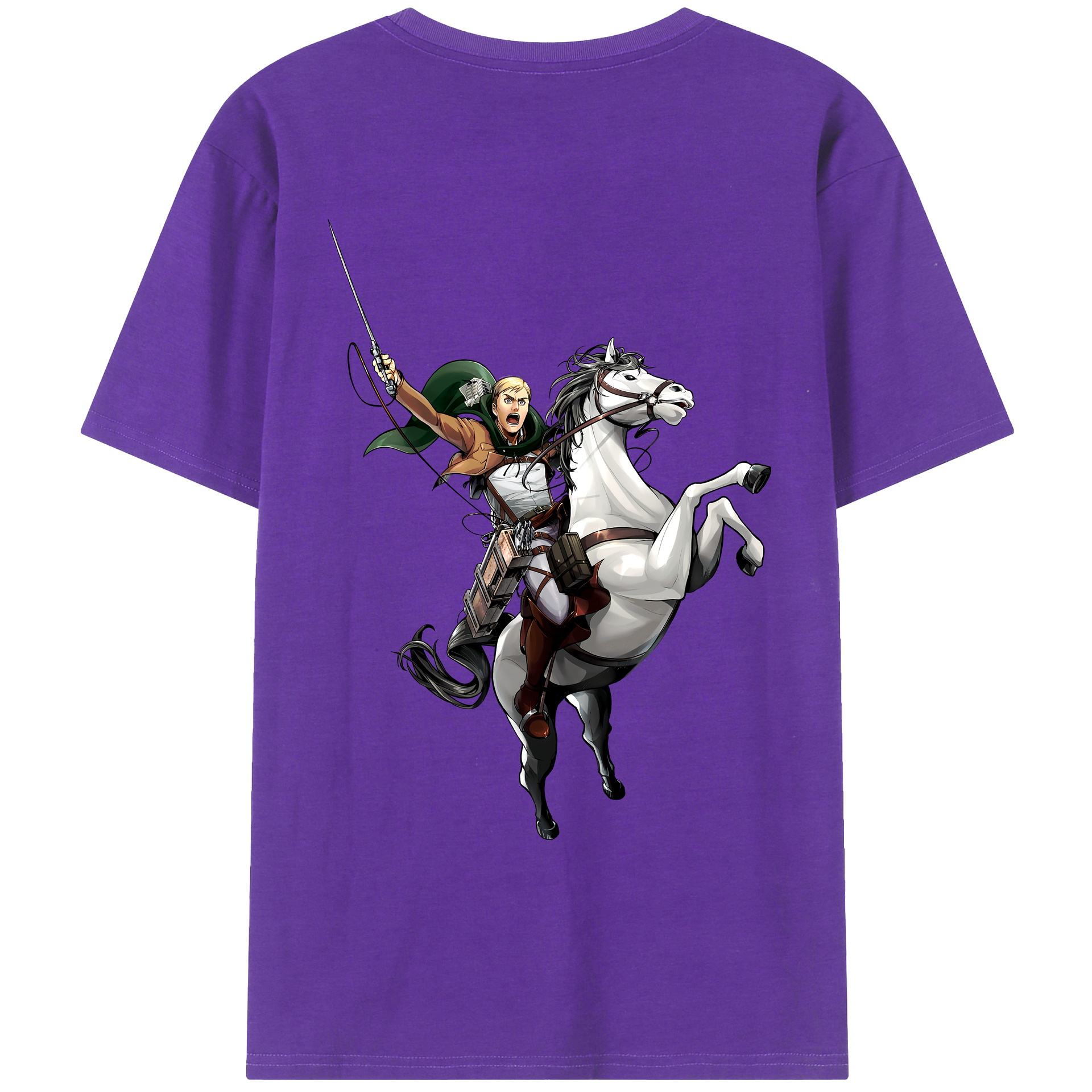 （画像用） 進撃の巨人 エルヴィン・スミス Attack on Titan Erwin Smith 綿100％ メンズ半袖Tシャツ（バックプリント） 通気性